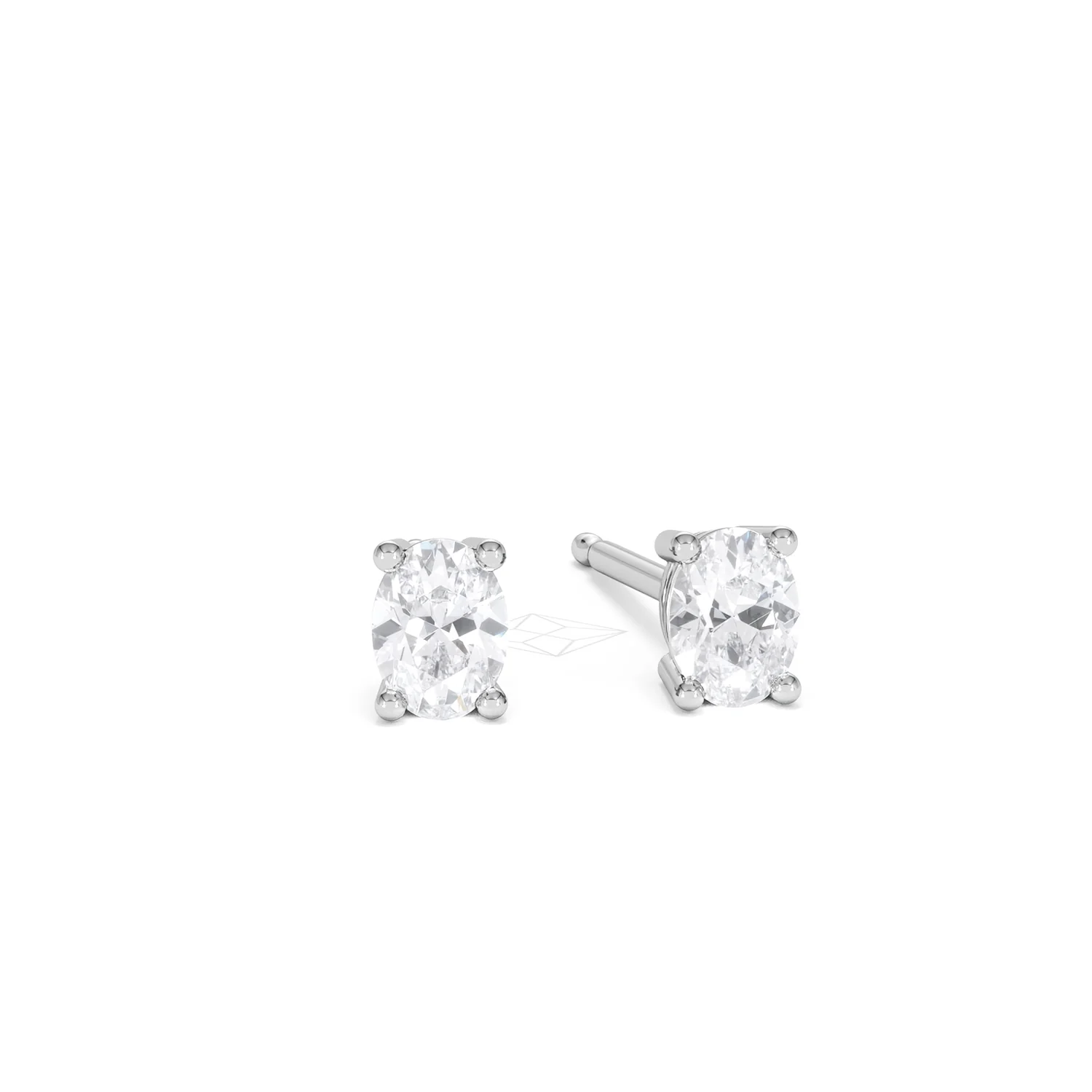 Naomi Oval Cut Lab Diamond Stud Earrings 0.50ct H/SI in 9K White Gold - Image 12