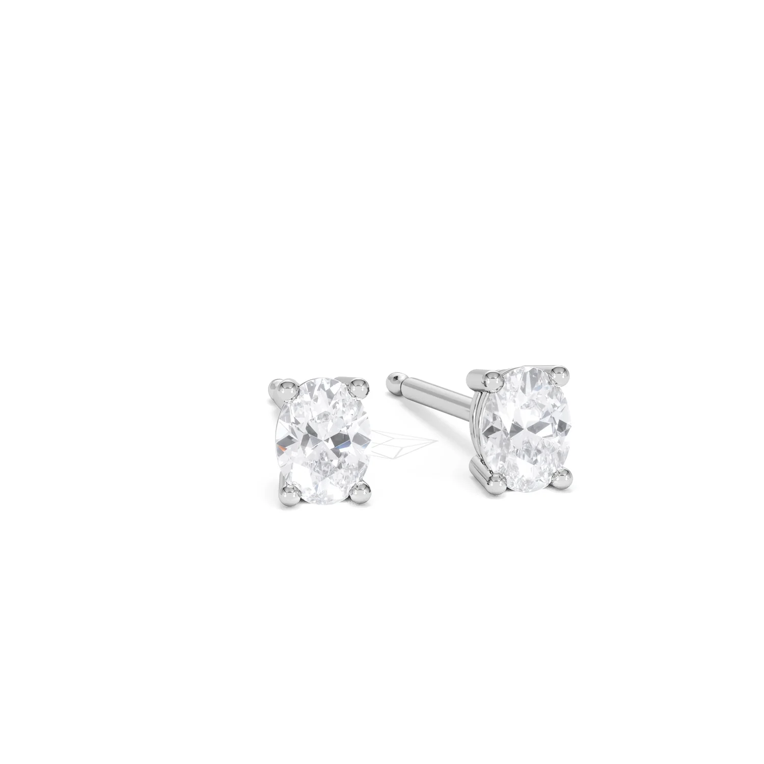 Naomi Oval Cut Lab Diamond Stud Earrings 0.50ct H/SI in 9K White Gold - Image 13
