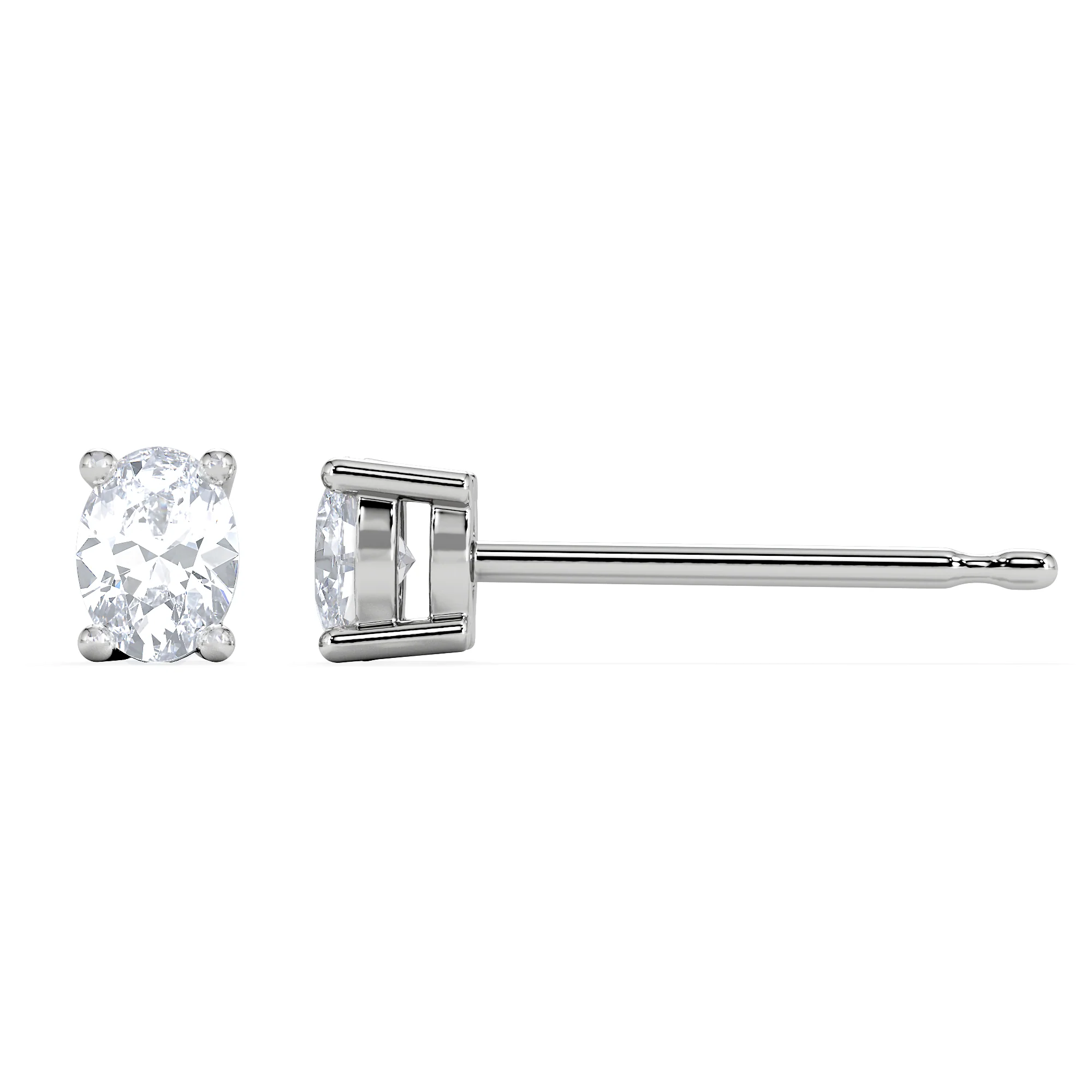 Naomi Oval Cut Lab Diamond Stud Earrings 0.50ct H/SI in 9K White Gold - Image 5