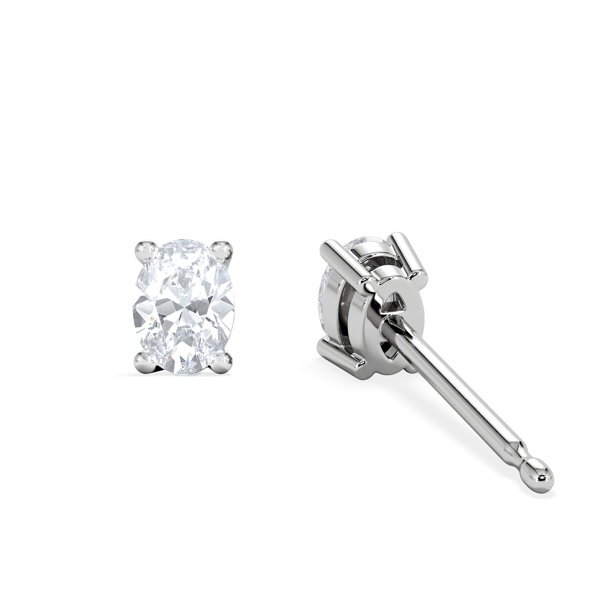 Naomi Oval Cut Lab Diamond Stud Earrings 0.50ct H/SI in 9K White Gold - Image 7