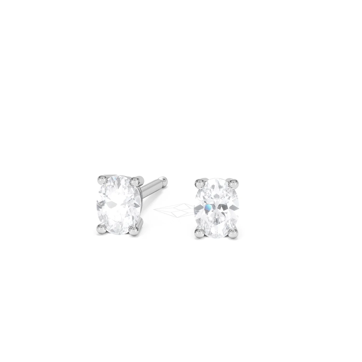 Naomi Oval Cut Lab Diamond Stud Earrings 0.50ct H/SI in 9K White Gold - Image 88
