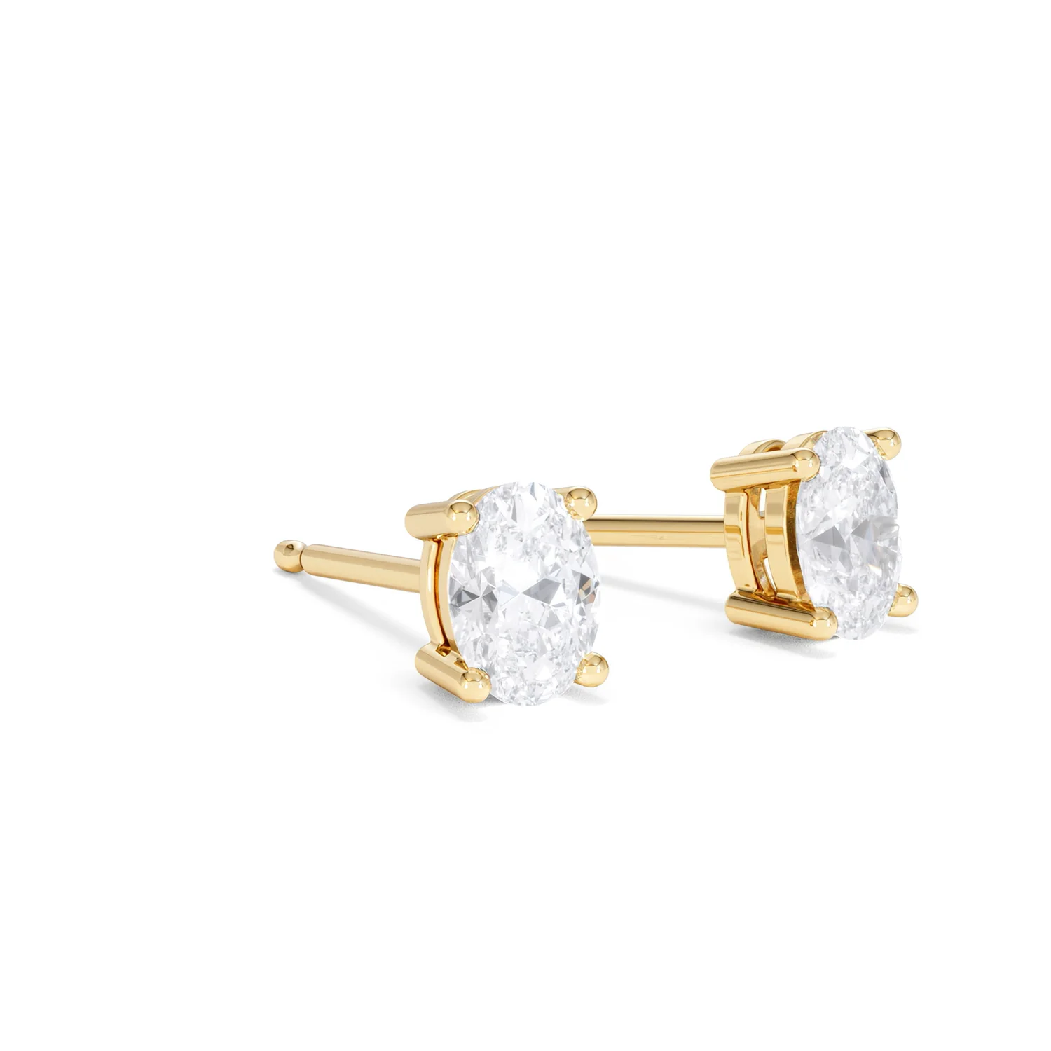 Naomi Oval Cut Lab Diamond Stud Earrings 1.00ct H/SI in 9K Gold - Image 18