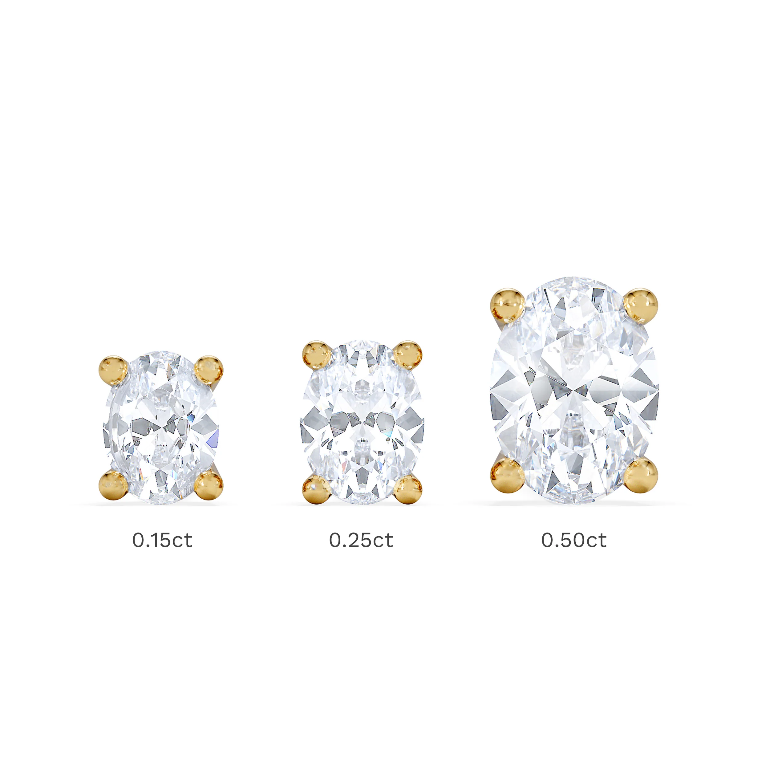 Naomi Oval Cut Lab Diamond Stud Earrings 1.00ct H/SI in 9K Gold - Image 7