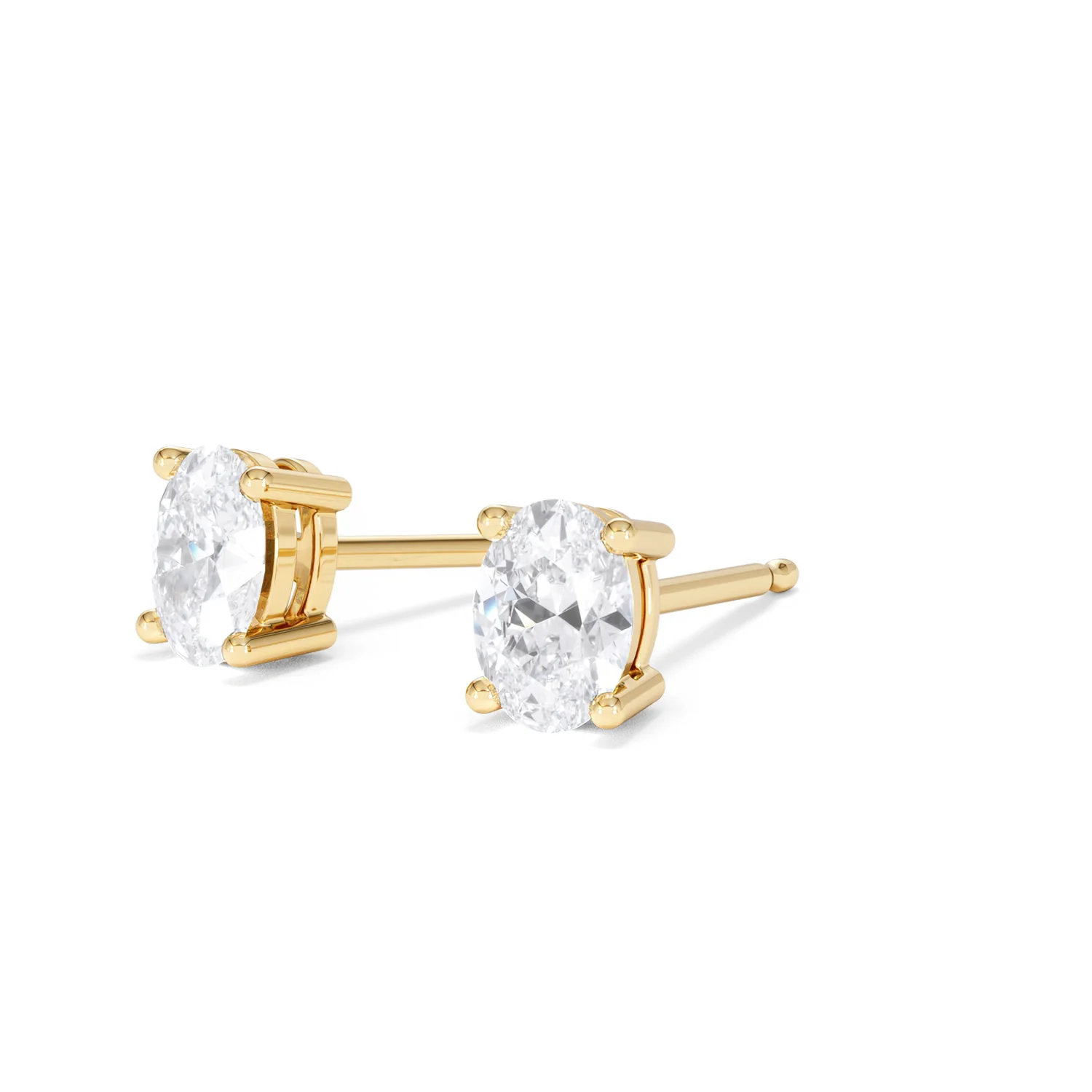 Naomi Oval Cut Lab Diamond Stud Earrings 1.00ct H/SI in 9K Gold - Image 82