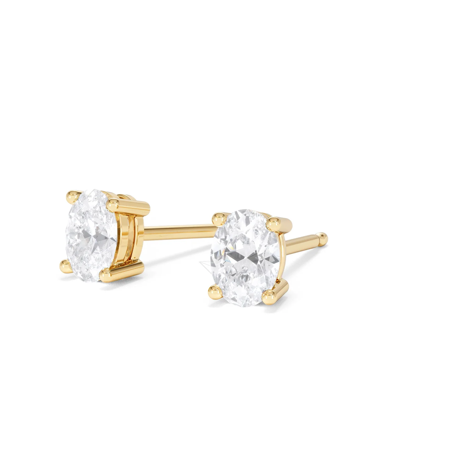 Naomi Oval Cut Lab Diamond Stud Earrings 1.00ct H/SI in 9K Gold - Image 83