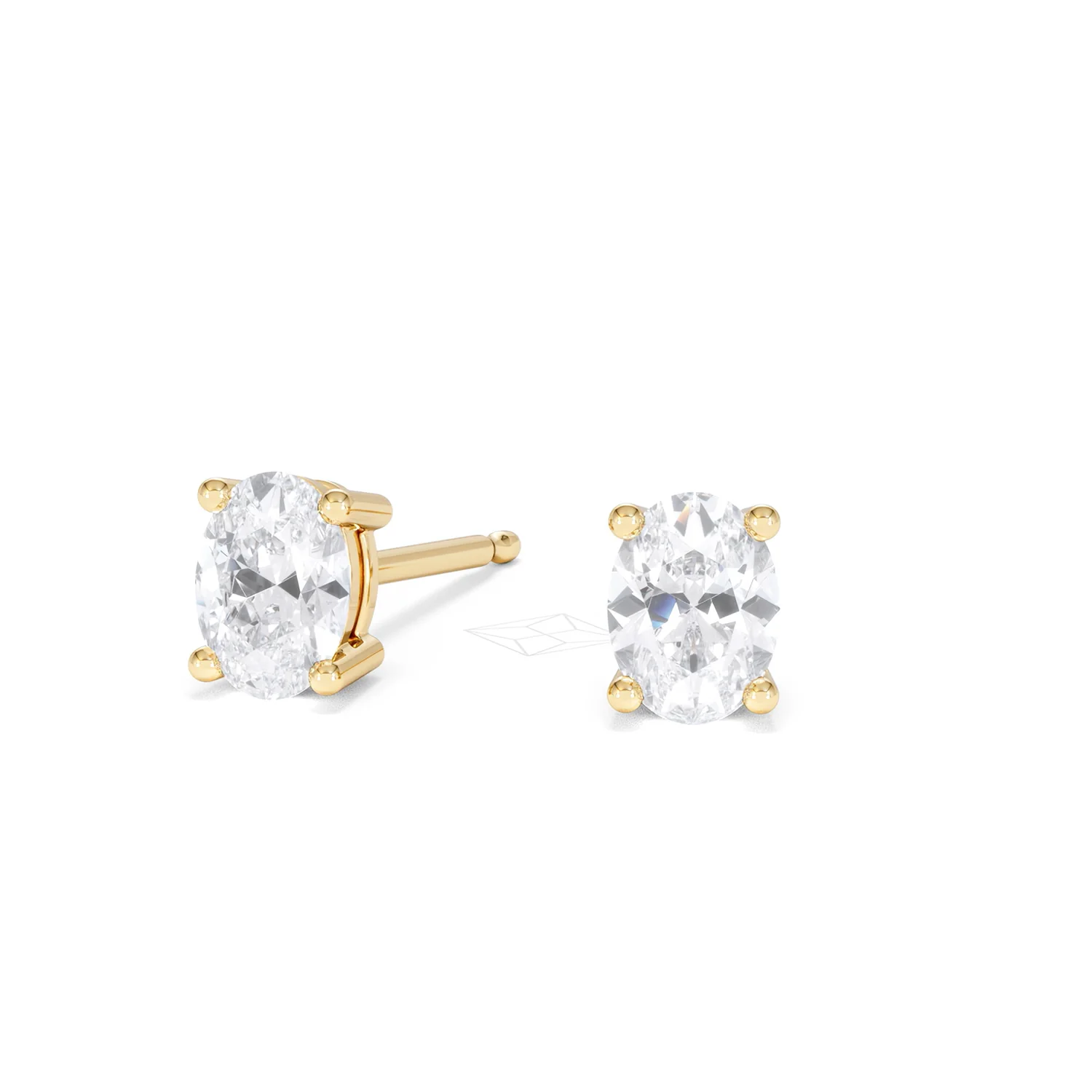 Naomi Oval Cut Lab Diamond Stud Earrings 1.00ct H/SI in 9K Gold - Image 87