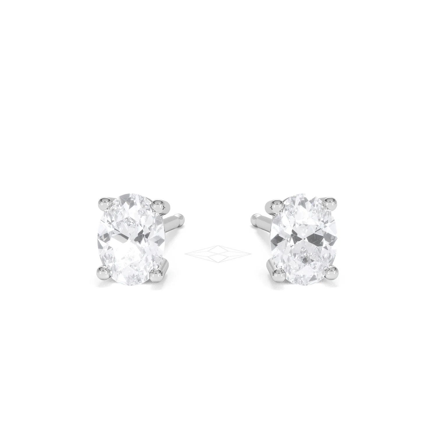 Naomi Oval Cut Lab Diamond Stud Earrings 1.00ct H/SI in 9K White Gold - Image 10
