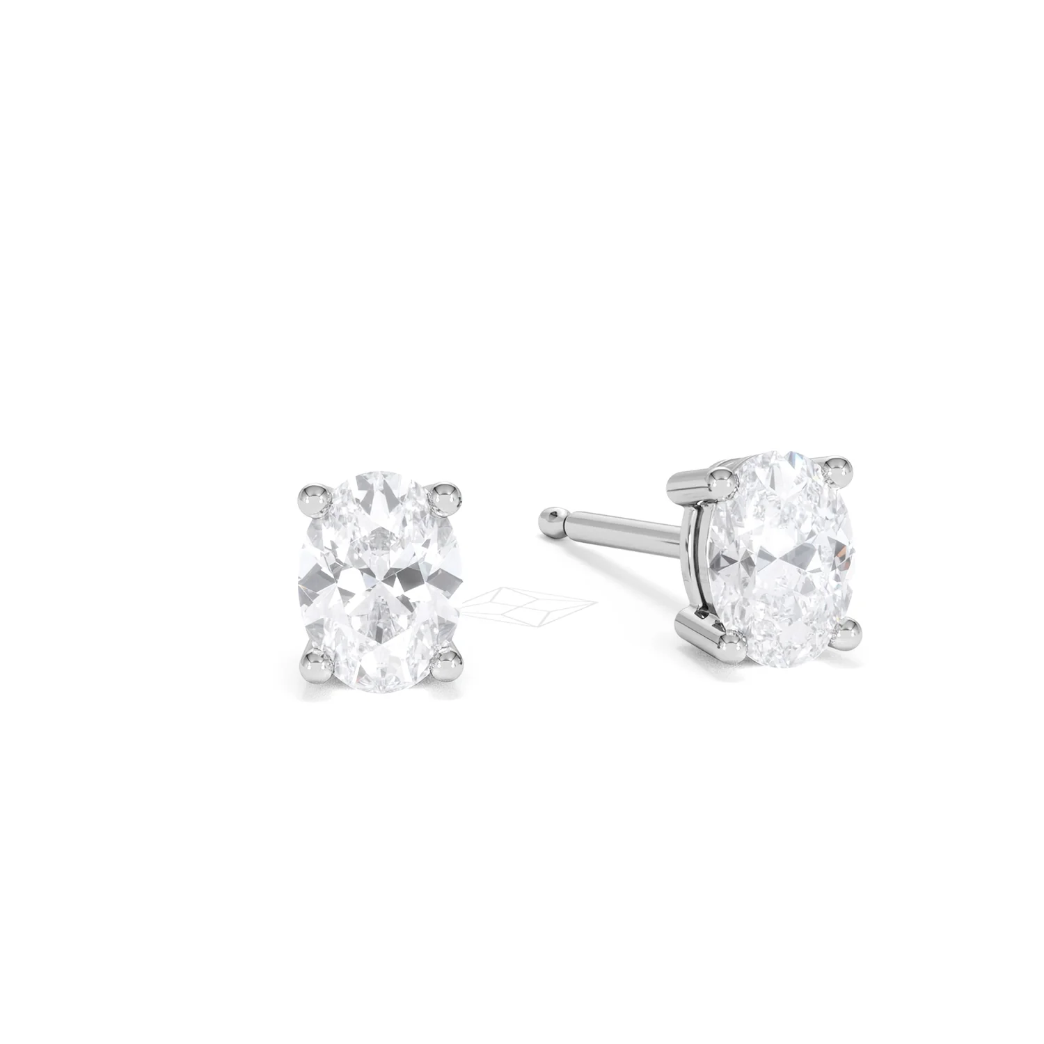 Naomi Oval Cut Lab Diamond Stud Earrings 1.00ct H/SI in 9K White Gold - Image 13