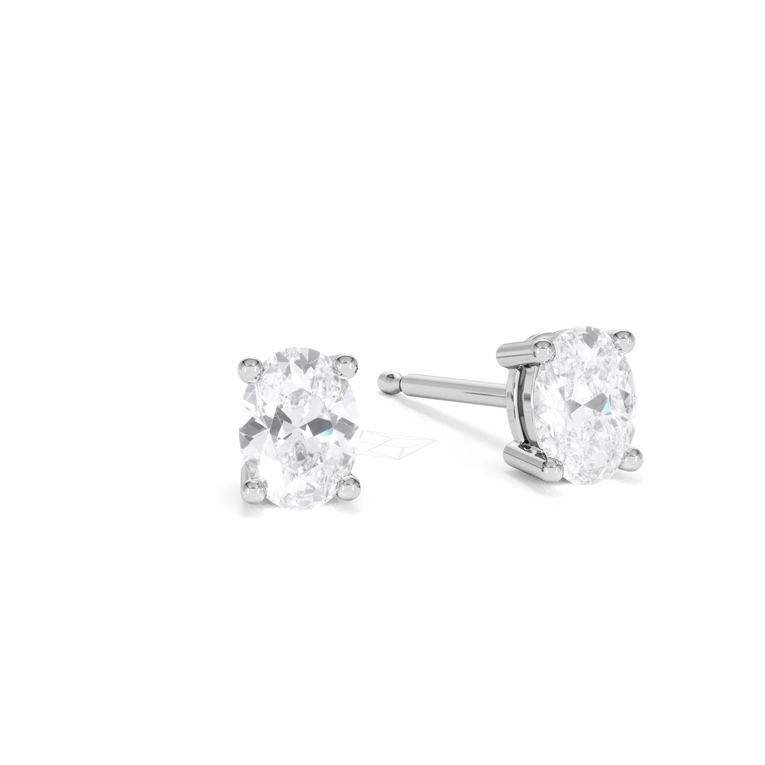 Naomi Oval Cut Lab Diamond Stud Earrings 1.00ct H/SI in 9K White Gold - Image 14
