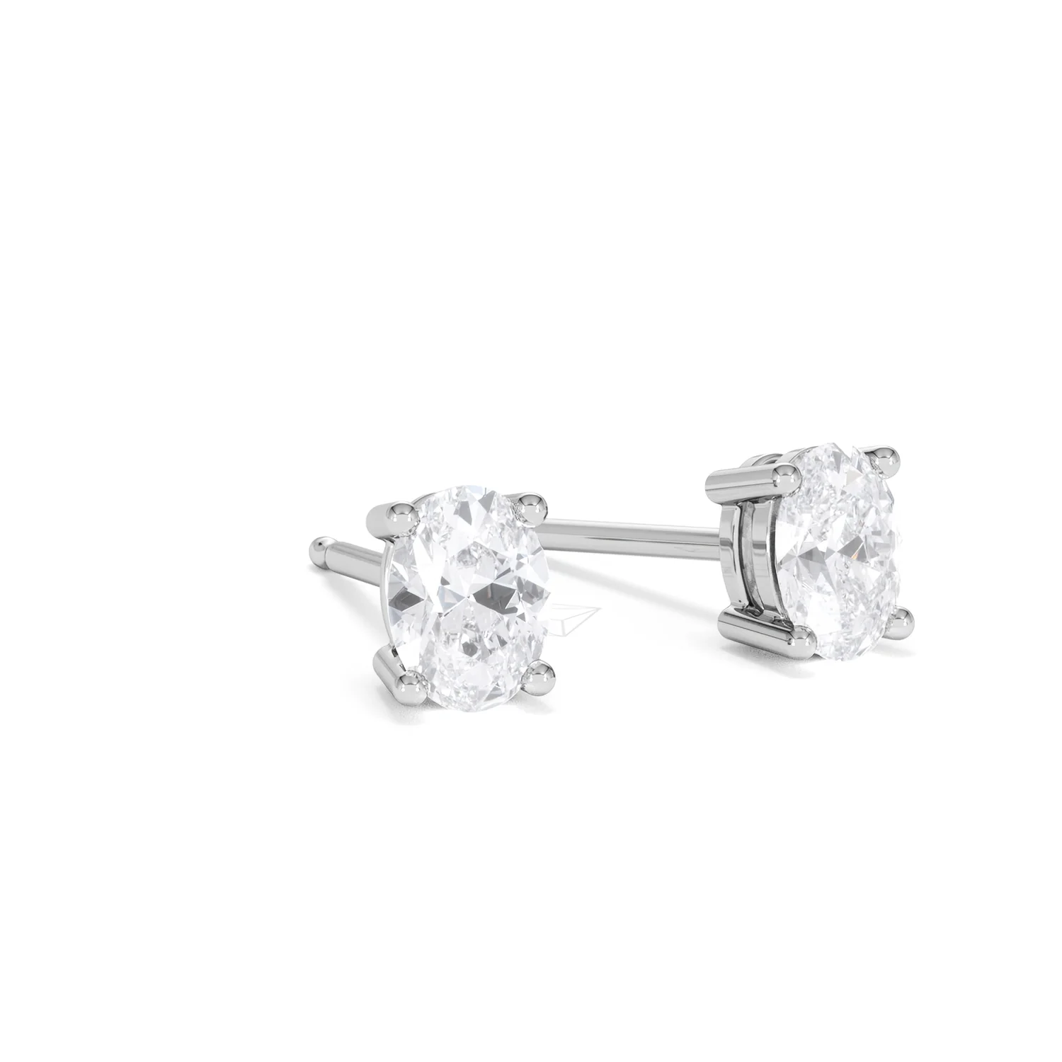 Naomi Oval Cut Lab Diamond Stud Earrings 1.00ct H/SI in 9K White Gold - Image 16