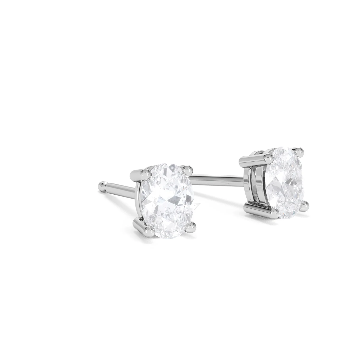 Naomi Oval Cut Lab Diamond Stud Earrings 1.00ct H/SI in 9K White Gold - Image 17