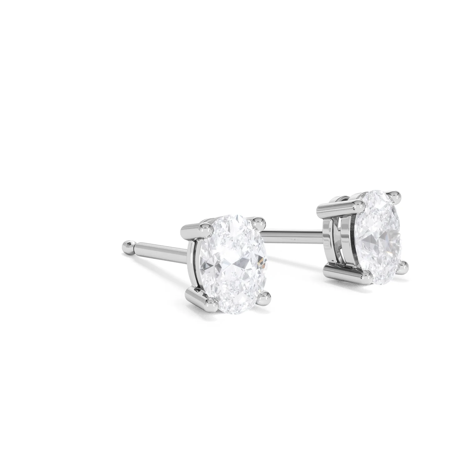 Naomi Oval Cut Lab Diamond Stud Earrings 1.00ct H/SI in 9K White Gold - Image 18