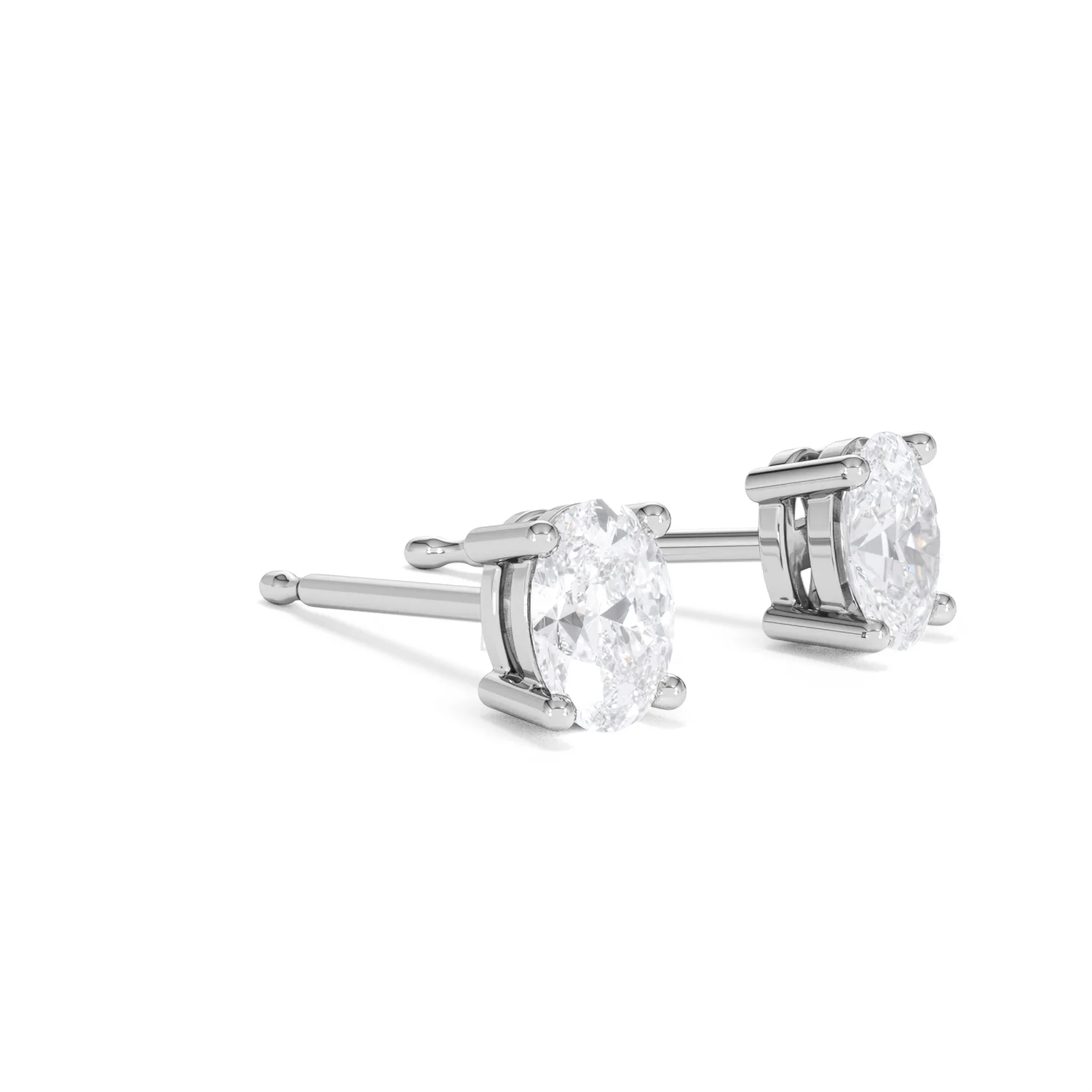 Naomi Oval Cut Lab Diamond Stud Earrings 1.00ct H/SI in 9K White Gold - Image 20
