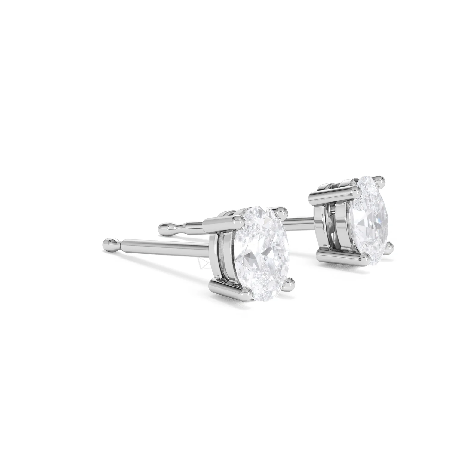 Naomi Oval Cut Lab Diamond Stud Earrings 1.00ct H/SI in 9K White Gold - Image 21