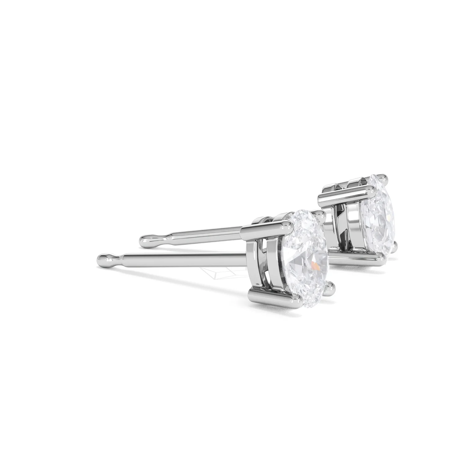 Naomi Oval Cut Lab Diamond Stud Earrings 1.00ct H/SI in 9K White Gold - Image 24