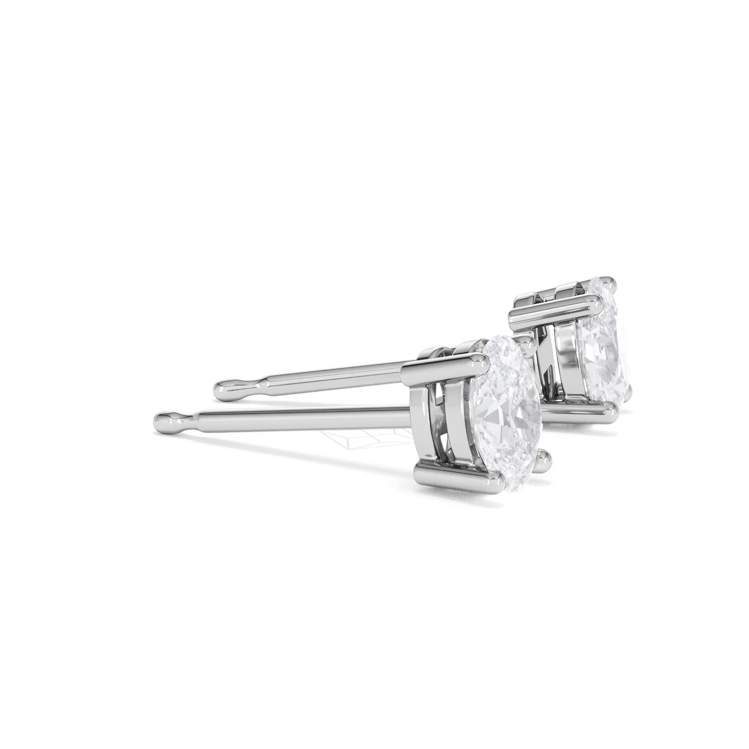 Naomi Oval Cut Lab Diamond Stud Earrings 1.00ct H/SI in 9K White Gold - Image 25
