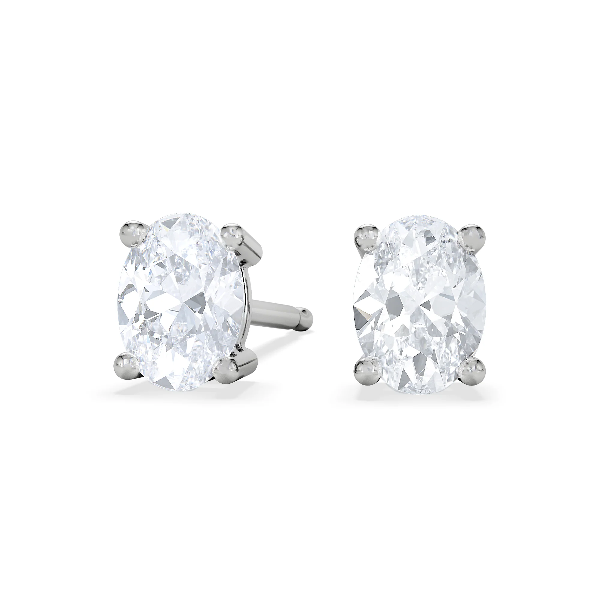 Naomi Oval Cut Lab Diamond Stud Earrings 1.00ct H/SI in 9K White Gold - Image 3