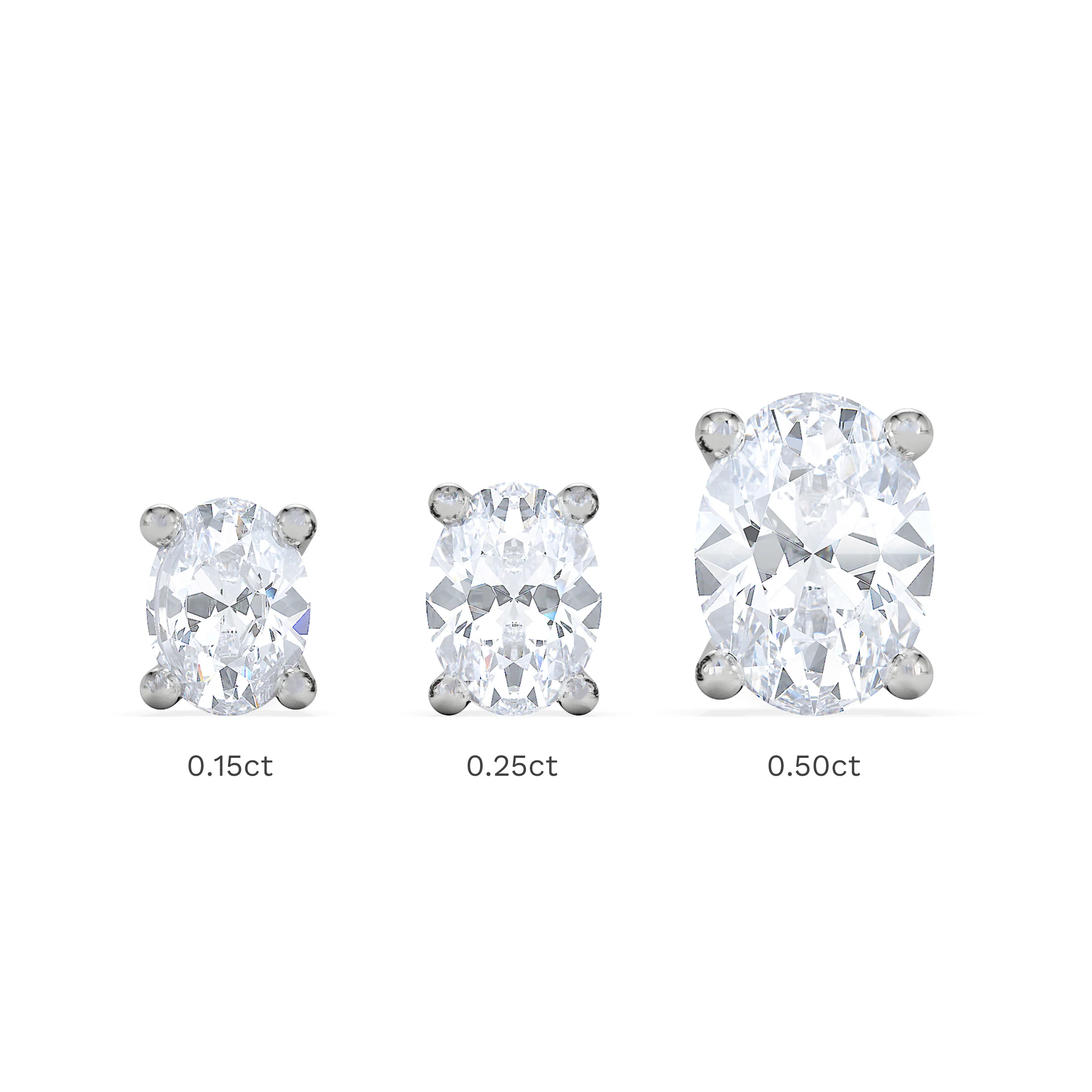 Naomi Oval Cut Lab Diamond Stud Earrings 1.00ct H/SI in 9K White Gold - Image 7