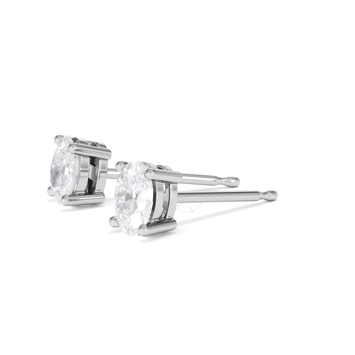 Naomi Oval Cut Lab Diamond Stud Earrings 1.00ct H/SI in 9K White Gold - Image 77