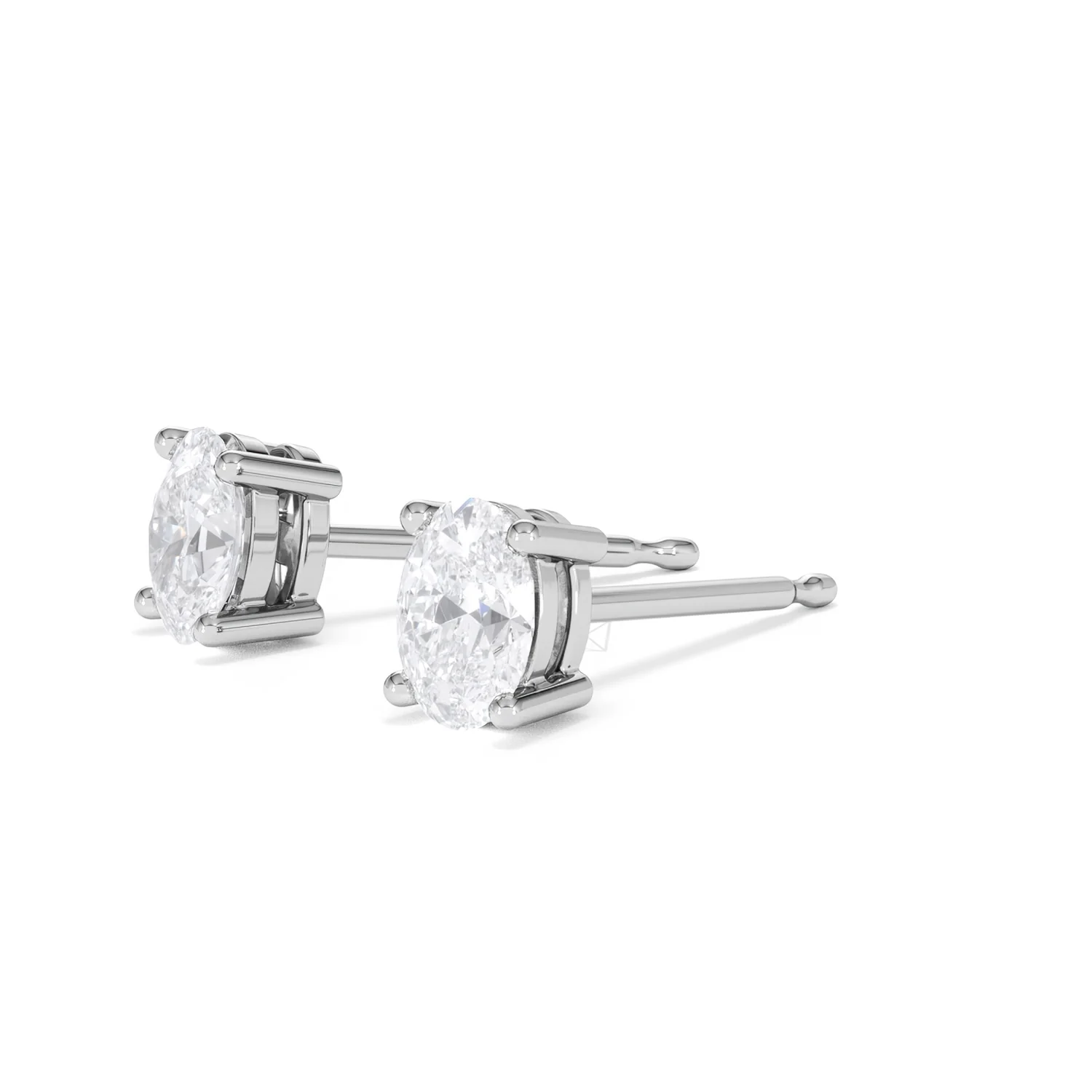 Naomi Oval Cut Lab Diamond Stud Earrings 1.00ct H/SI in 9K White Gold - Image 79
