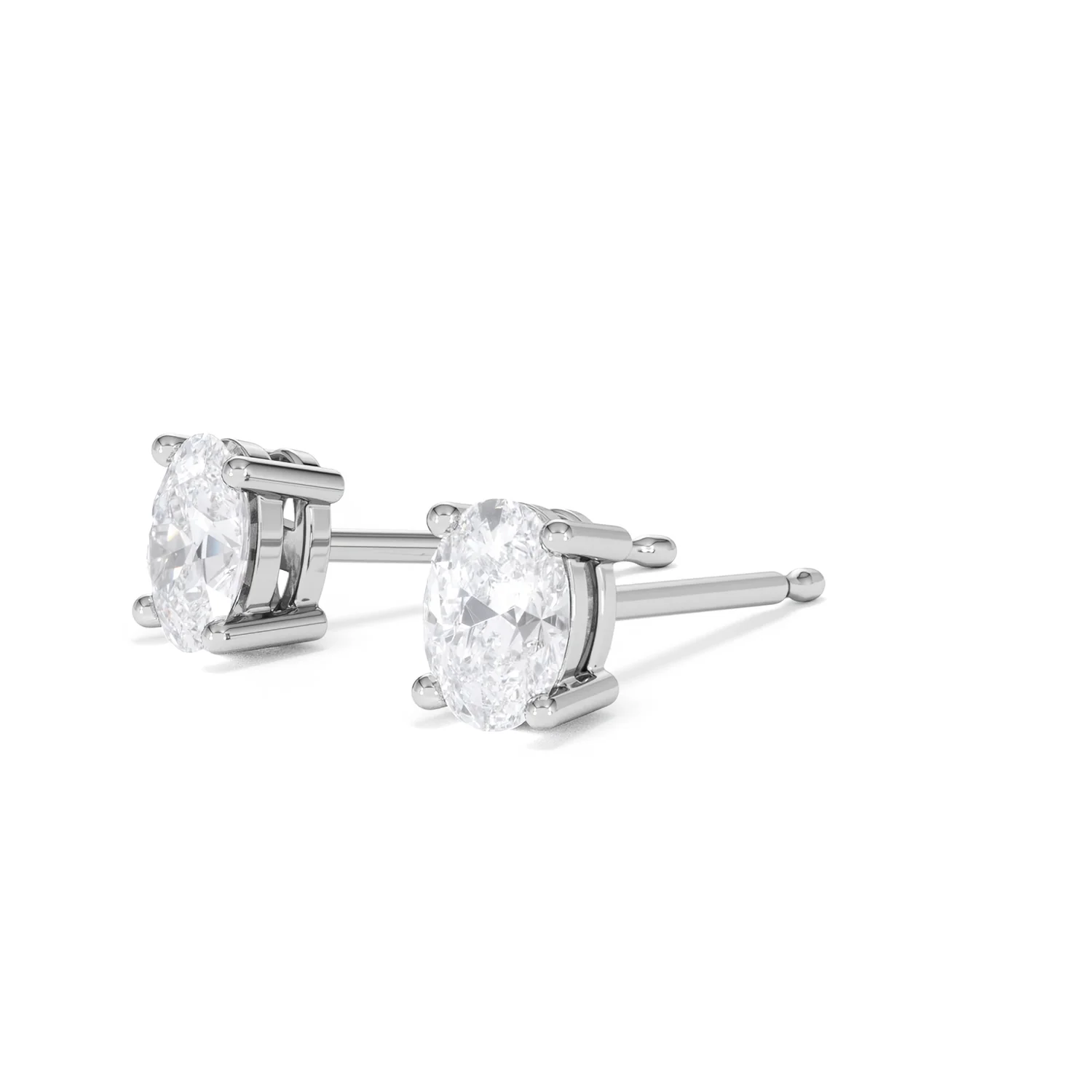 Naomi Oval Cut Lab Diamond Stud Earrings 1.00ct H/SI in 9K White Gold - Image 80