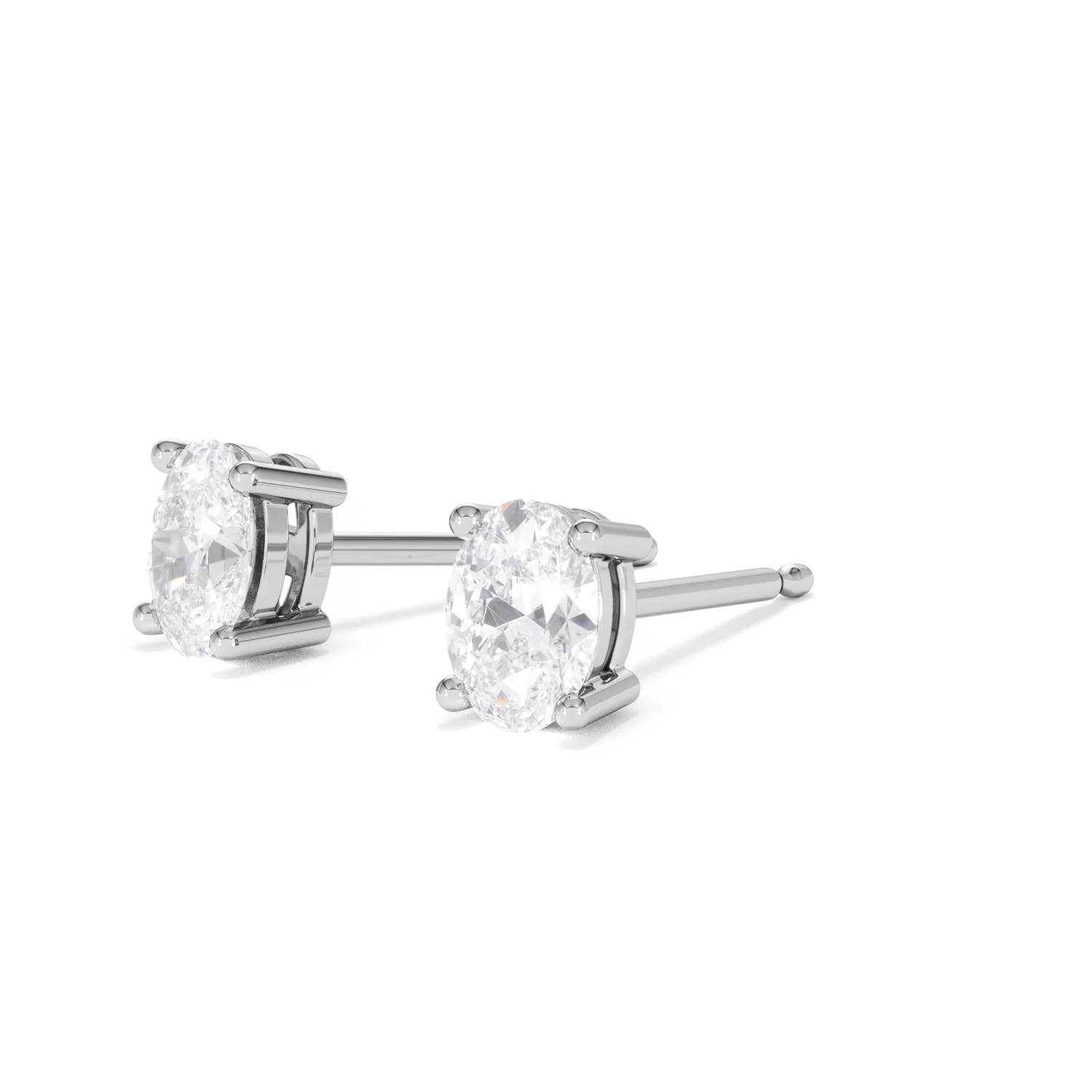 Naomi Oval Cut Lab Diamond Stud Earrings 1.00ct H/SI in 9K White Gold - Image 81