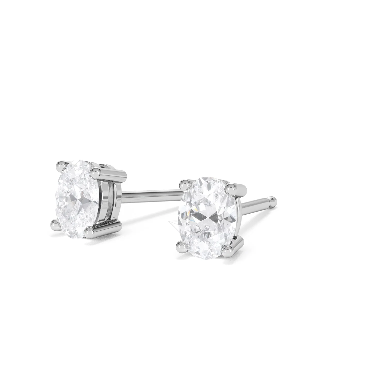 Naomi Oval Cut Lab Diamond Stud Earrings 1.00ct H/SI in 9K White Gold - Image 83