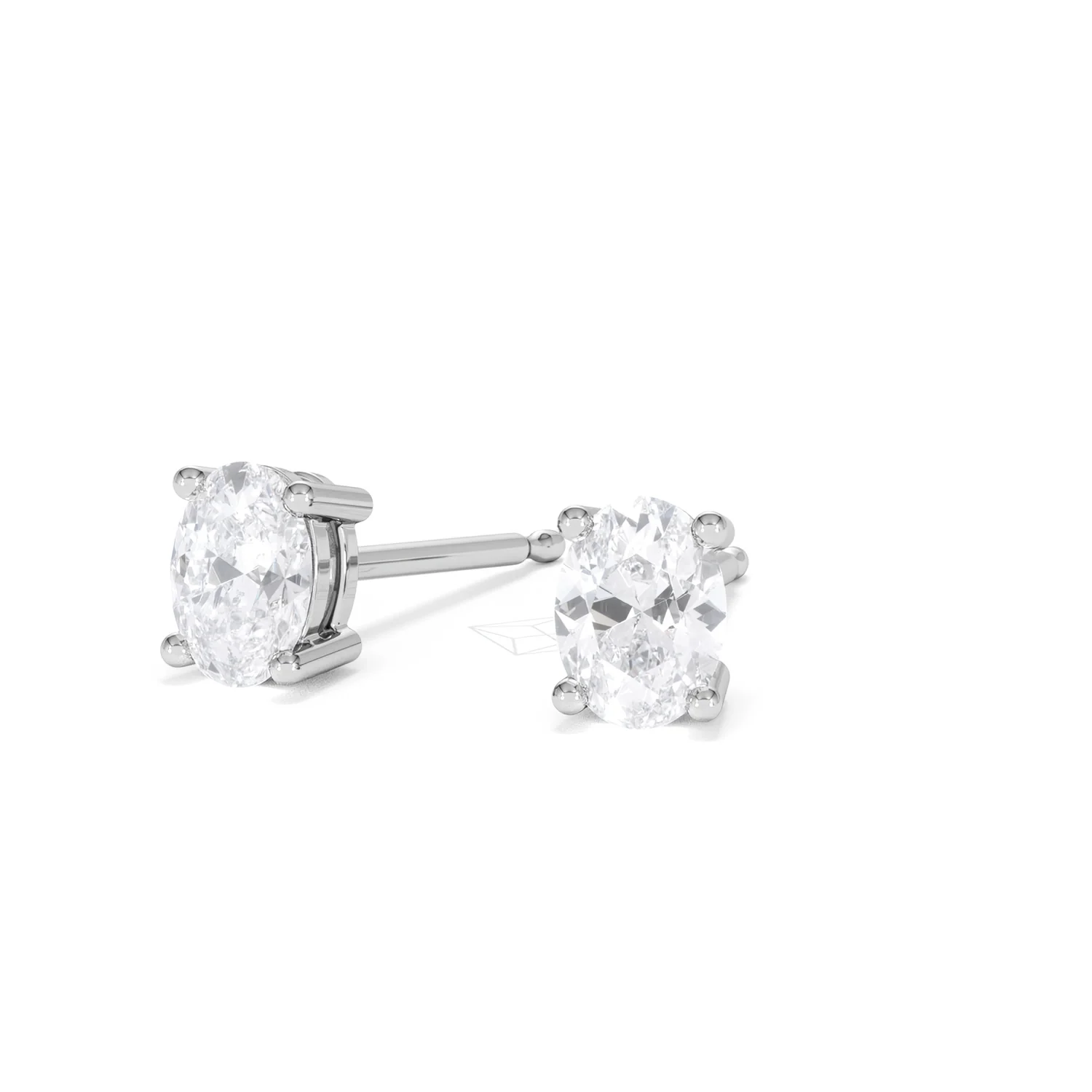 Naomi Oval Cut Lab Diamond Stud Earrings 1.00ct H/SI in 9K White Gold - Image 85