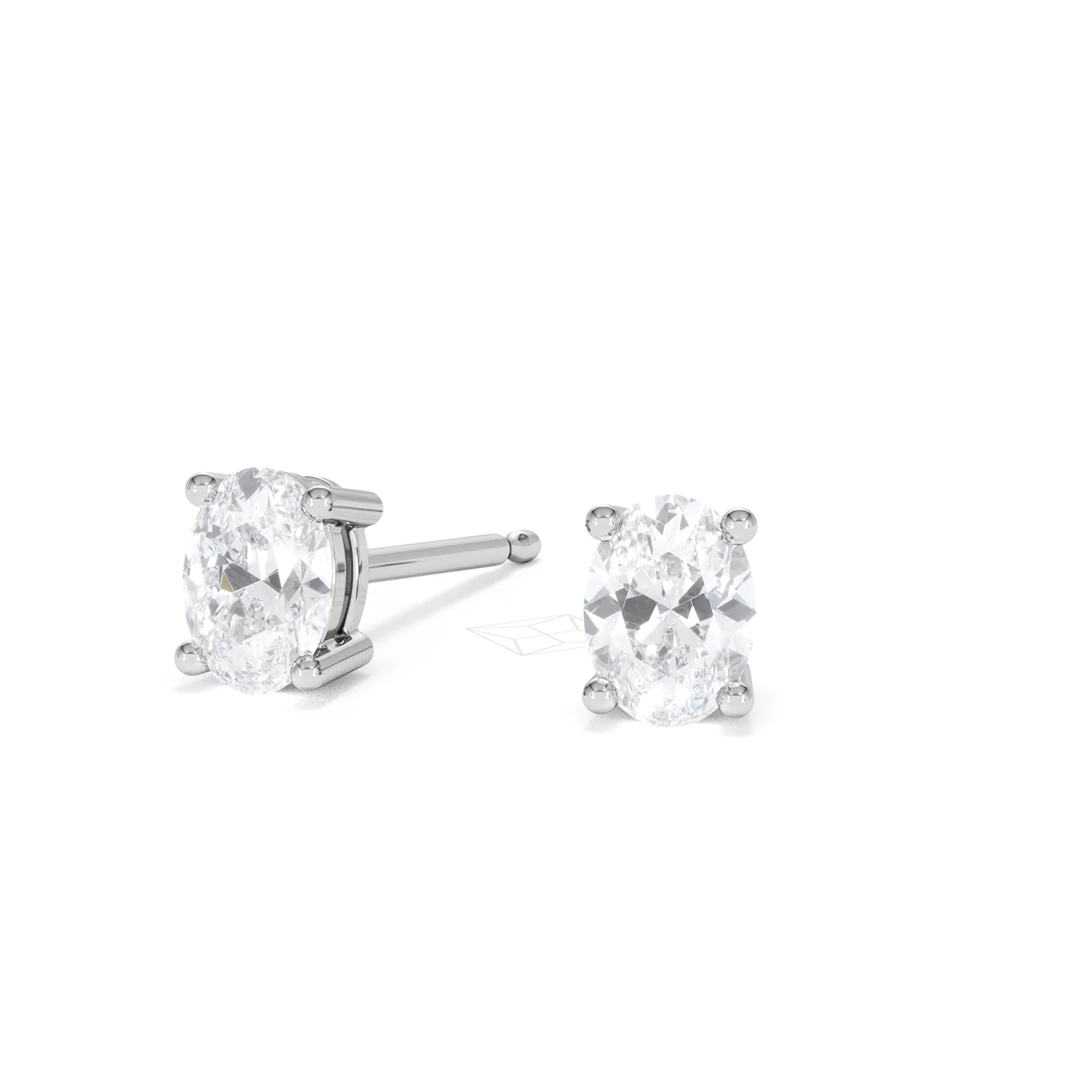 Naomi Oval Cut Lab Diamond Stud Earrings 1.00ct H/SI in 9K White Gold - Image 86