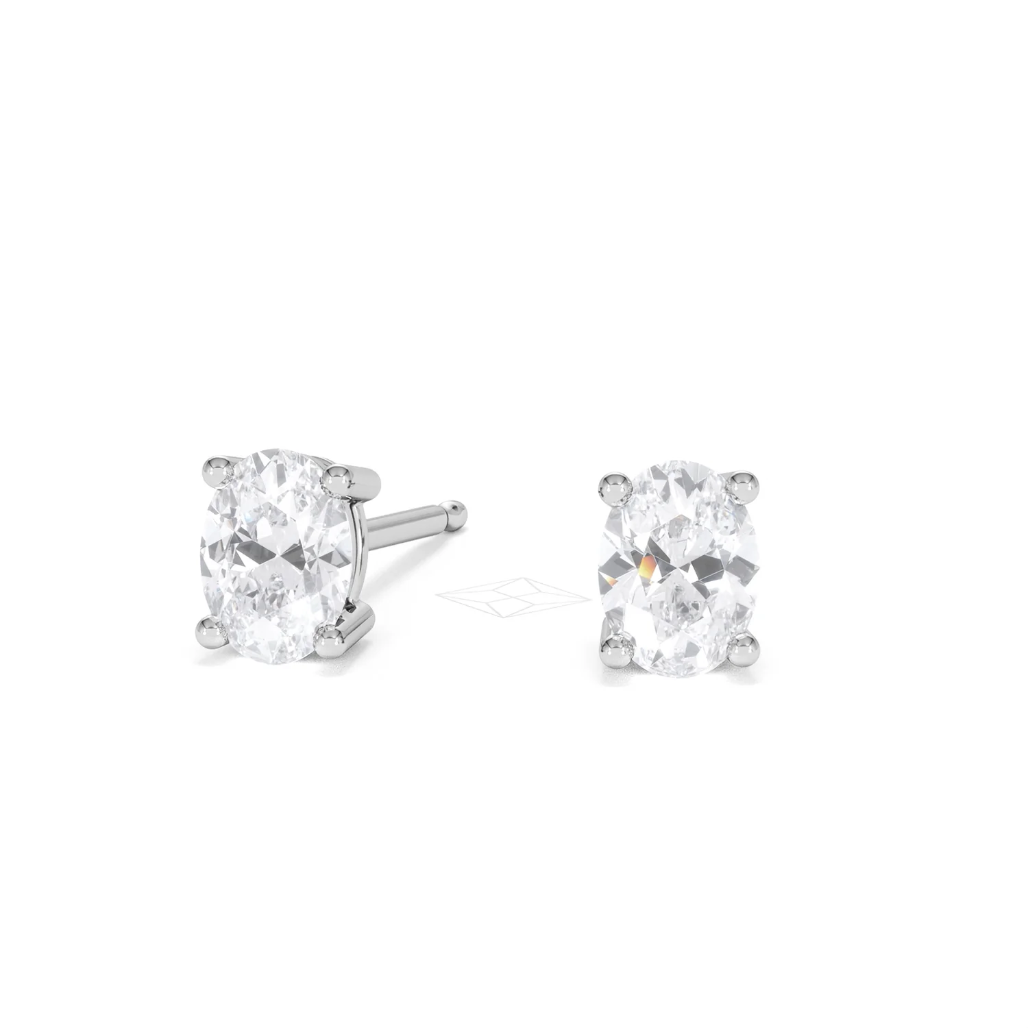 Naomi Oval Cut Lab Diamond Stud Earrings 1.00ct H/SI in 9K White Gold - Image 88