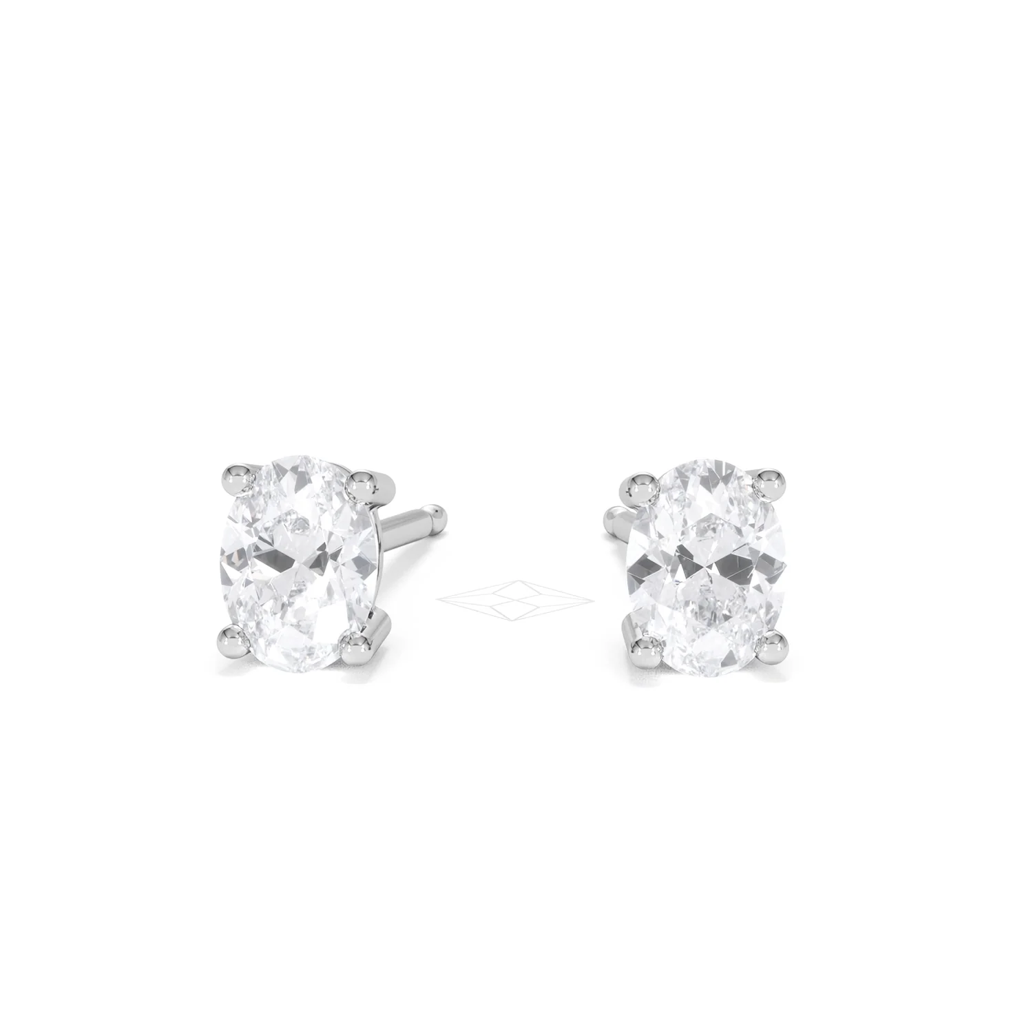 Naomi Oval Cut Lab Diamond Stud Earrings 1.00ct H/SI in 9K White Gold - Image 89