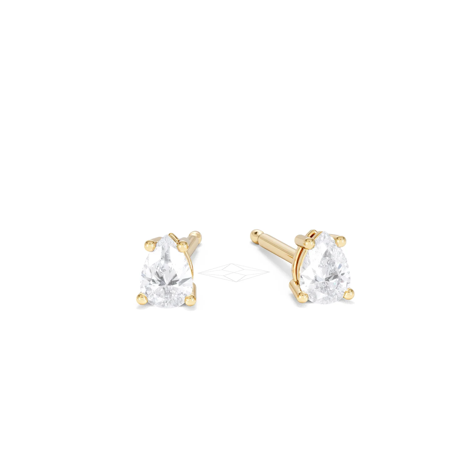 Naomi Pear Cut Lab Diamond Stud Earrings 0.30ct H/SI in 18k Gold Vermeil - Image 11