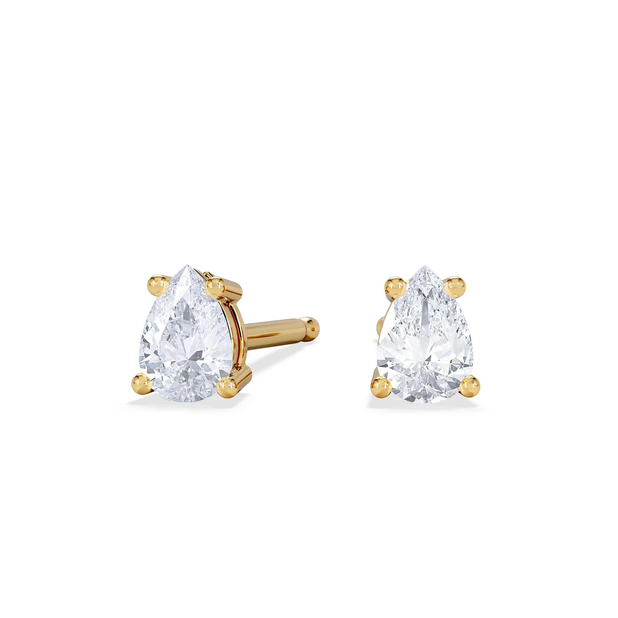 Naomi Pear Cut Lab Diamond Stud Earrings 0.30ct H/SI in 18k Gold Vermeil - Image 3