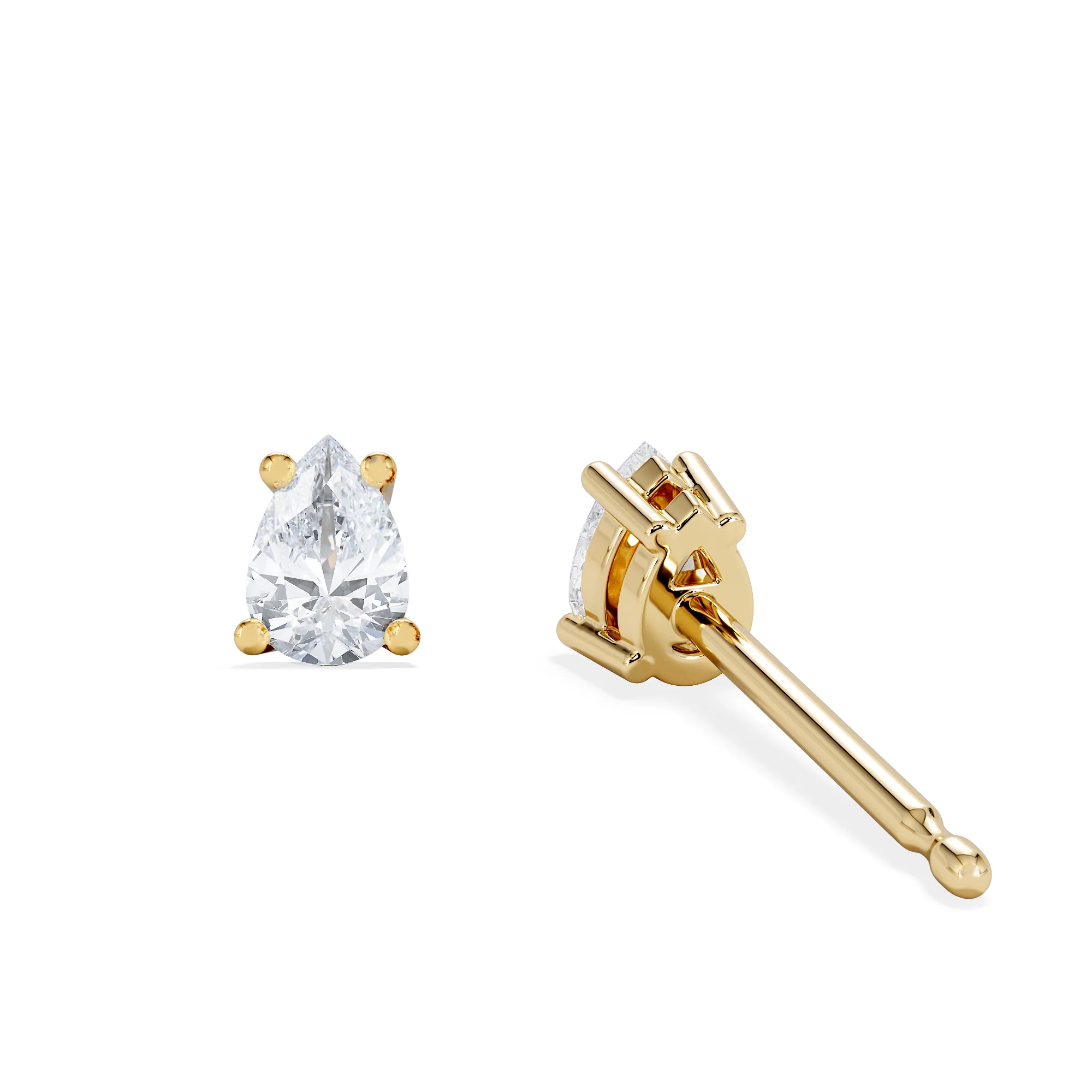 Naomi Pear Cut Lab Diamond Stud Earrings 0.30ct H/SI in 18k Gold Vermeil - Image 5