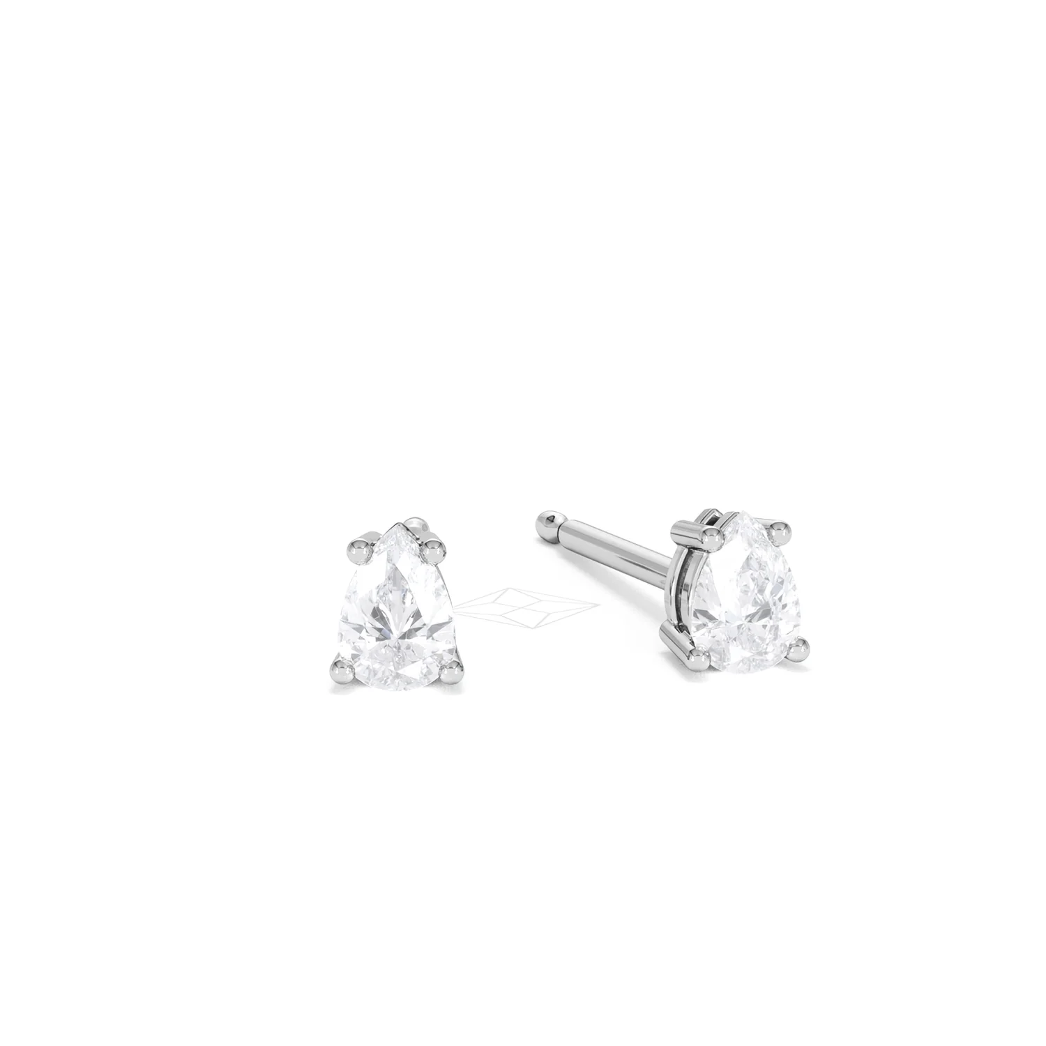 Naomi Pear Cut Lab Diamond Stud Earrings 0.30ct H/SI in 925 Silver - Image 12