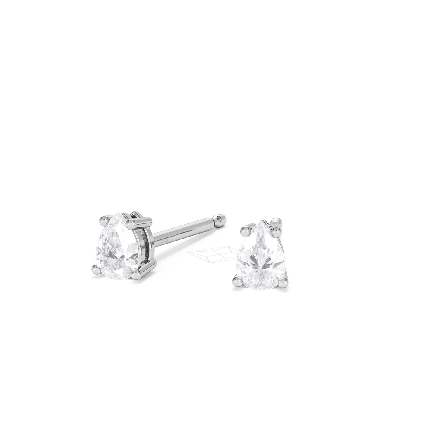 Naomi Pear Cut Lab Diamond Stud Earrings 0.30ct H/SI in 925 Silver - Image 86