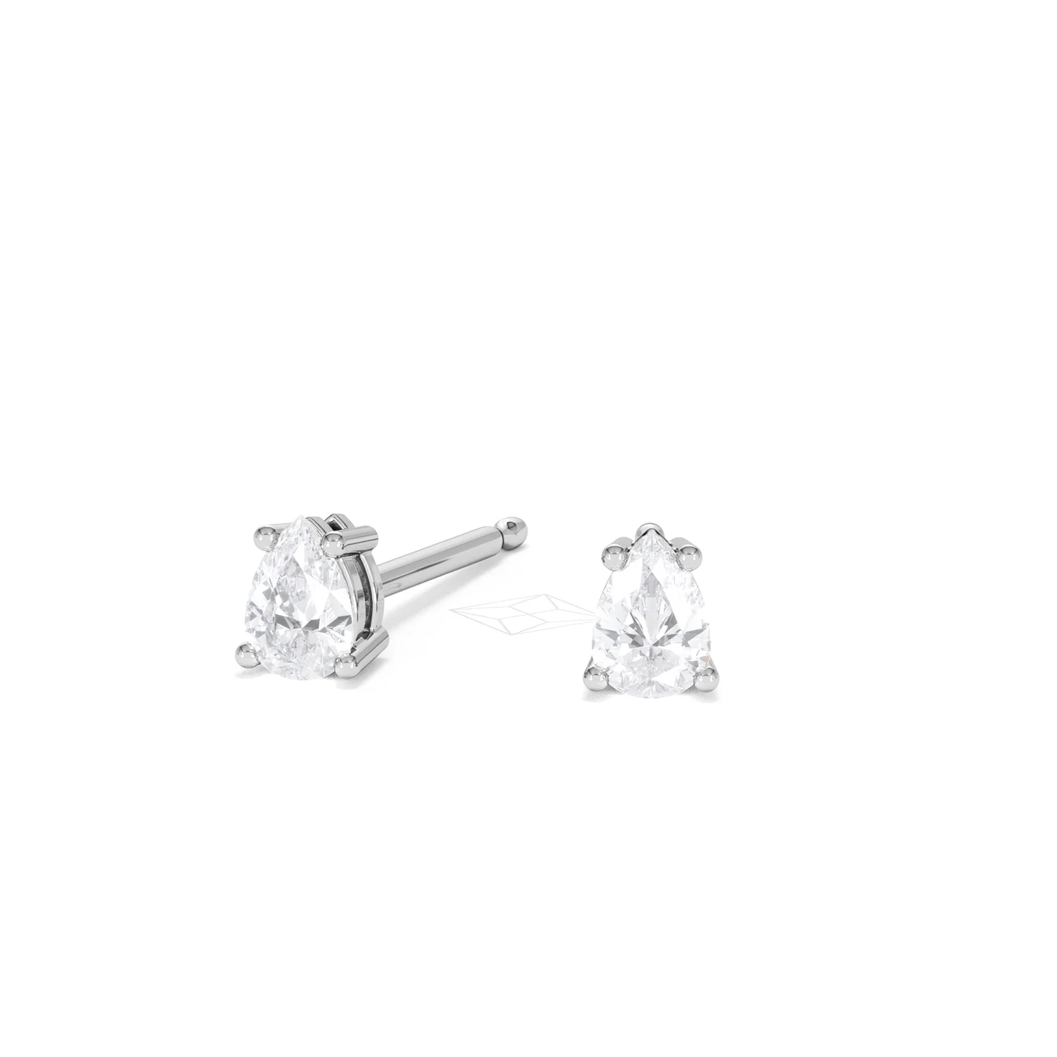 Naomi Pear Cut Lab Diamond Stud Earrings 0.30ct H/SI in 925 Silver - Image 87