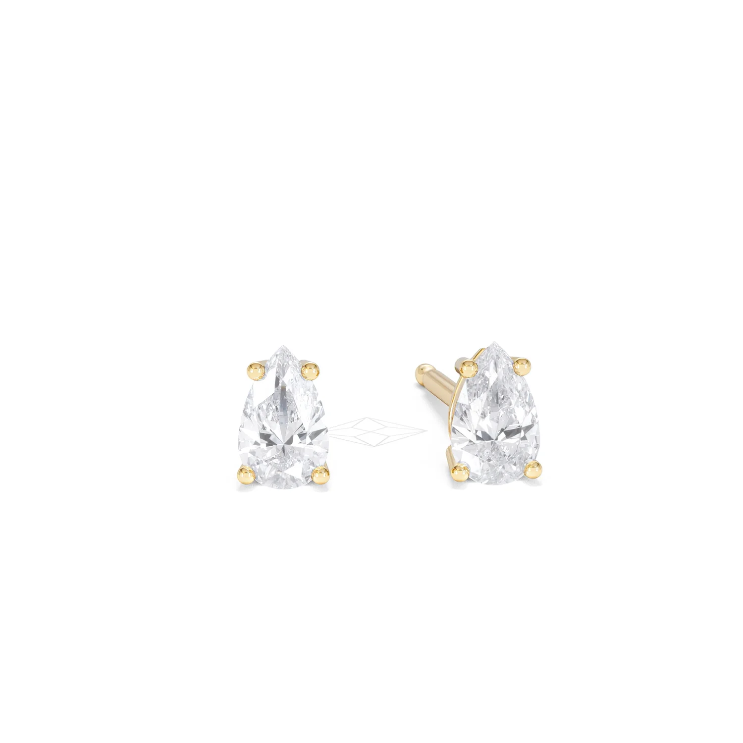 Naomi Pear Cut Lab Diamond Stud Earrings 0.50ct H/SI in 9K Gold - Image 11