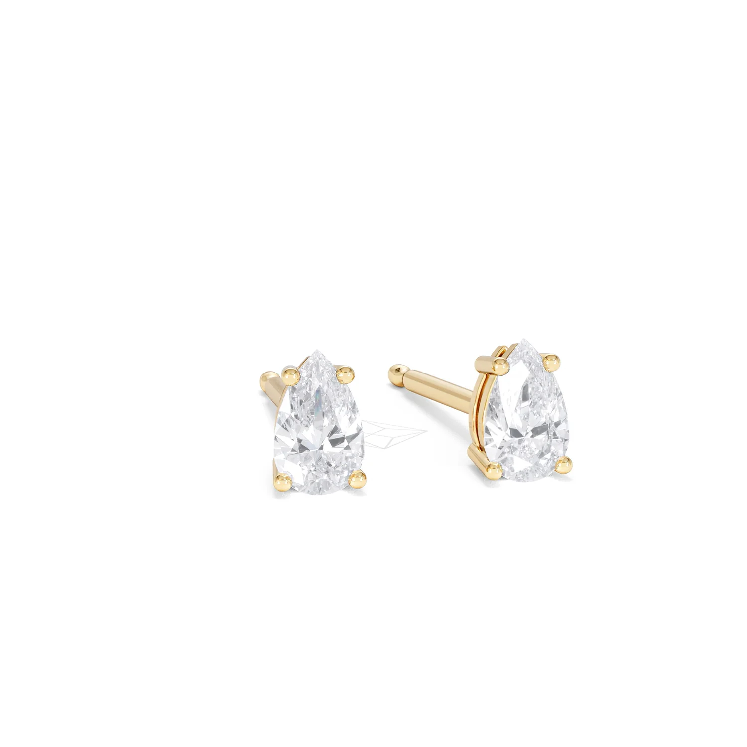 Naomi Pear Cut Lab Diamond Stud Earrings 0.50ct H/SI in 9K Gold - Image 13