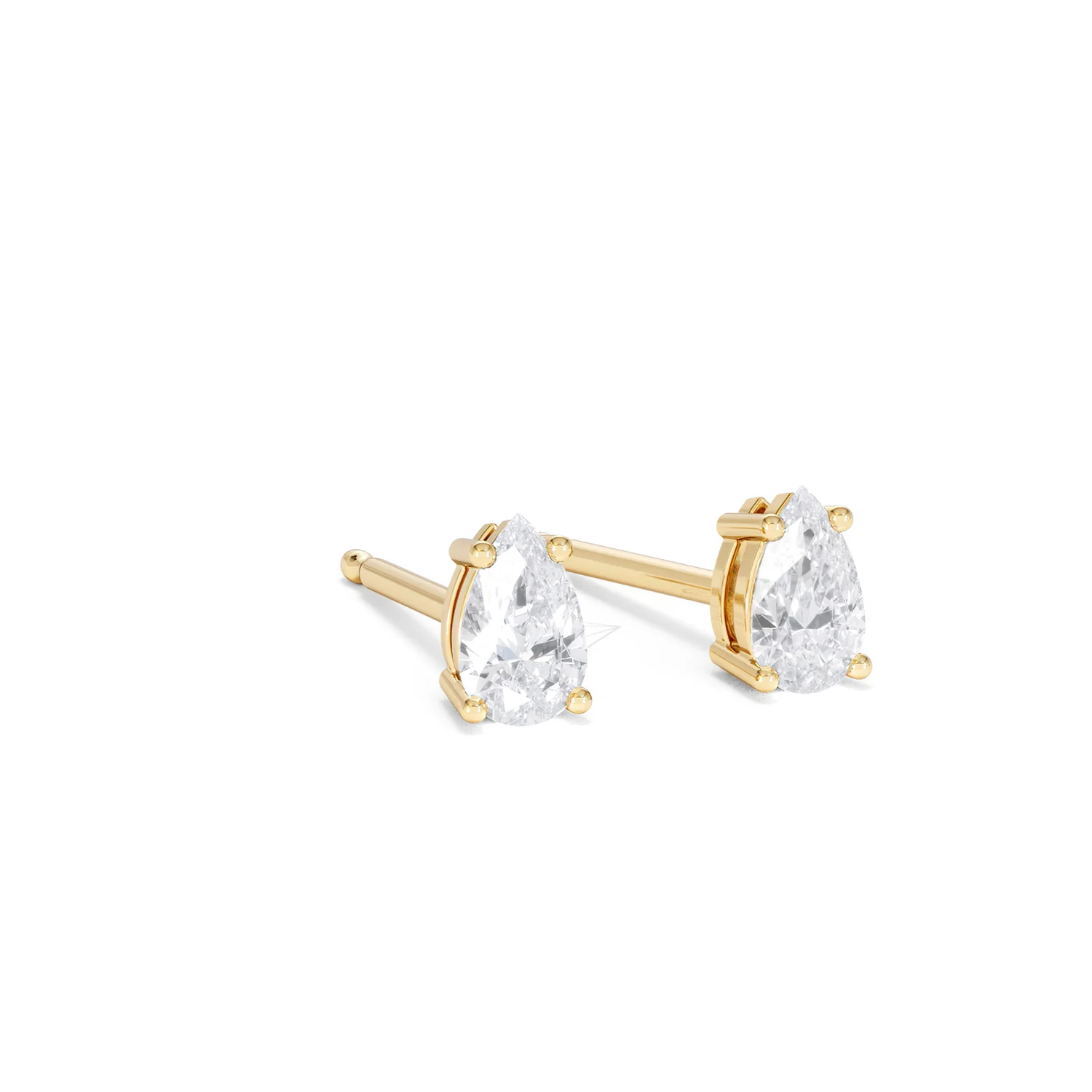 Naomi Pear Cut Lab Diamond Stud Earrings 0.50ct H/SI in 9K Gold - Image 15