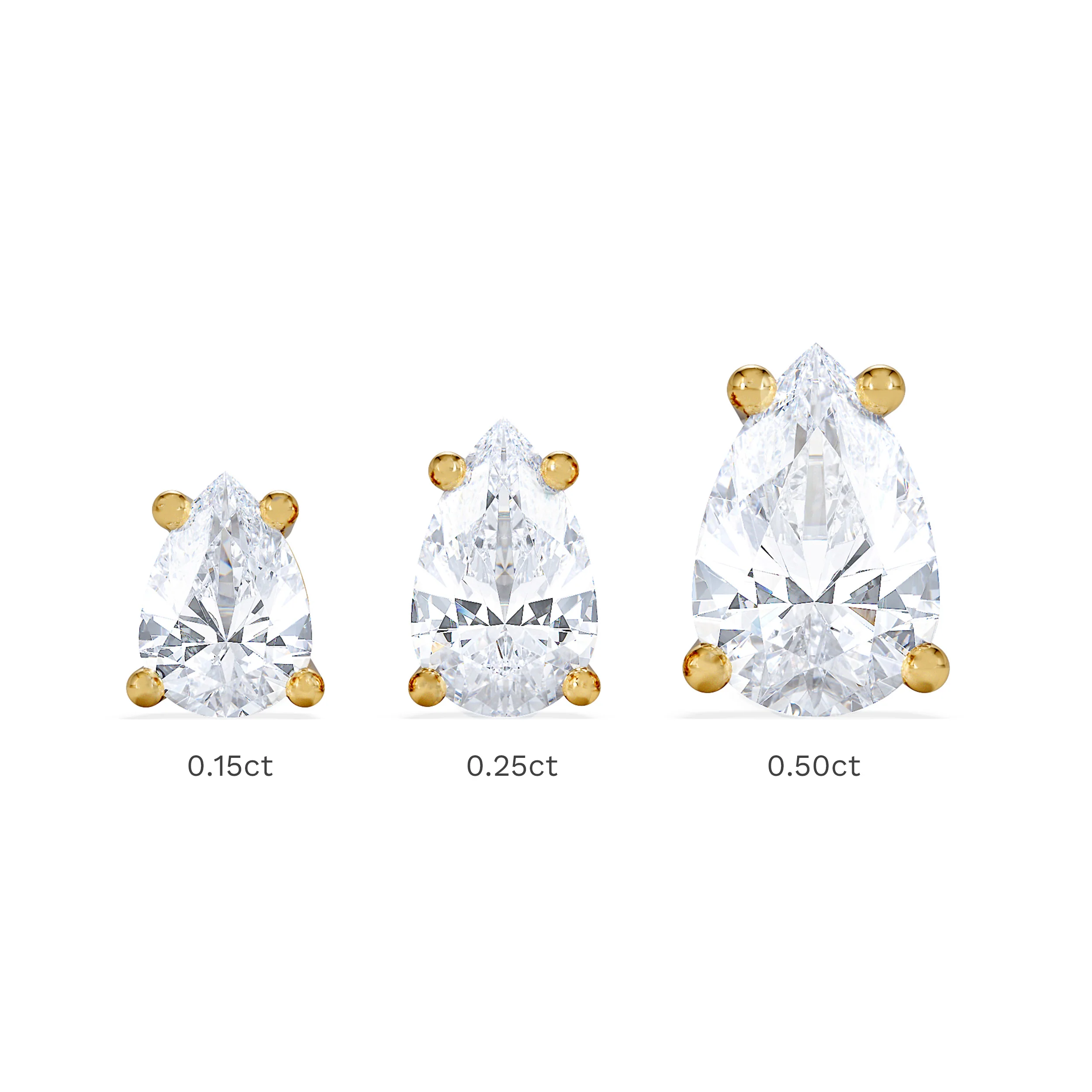 Naomi Pear Cut Lab Diamond Stud Earrings 0.50ct H/SI in 9K Gold - Image 7