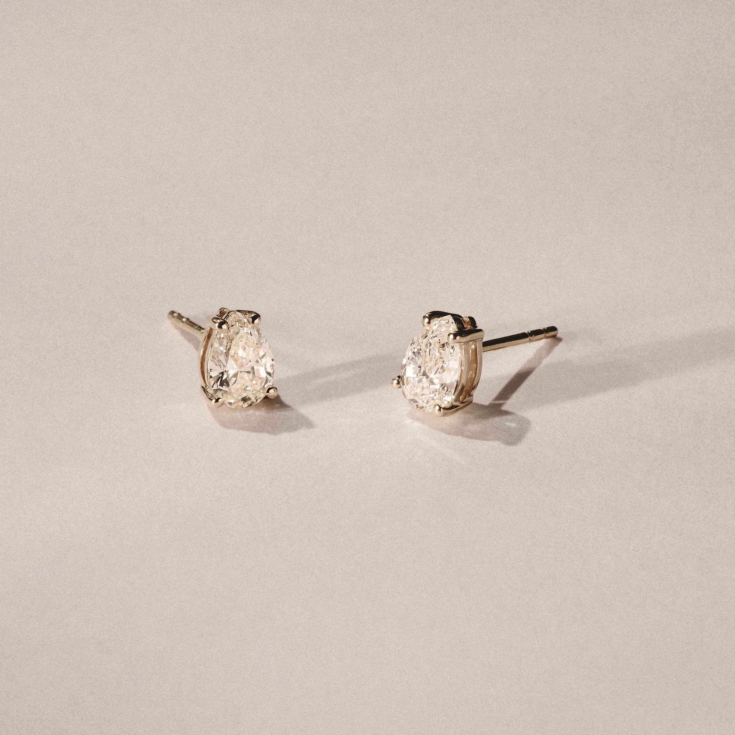 Naomi Pear Cut Lab Diamond Stud Earrings 0.50ct H/SI in 9K Gold - Image 8