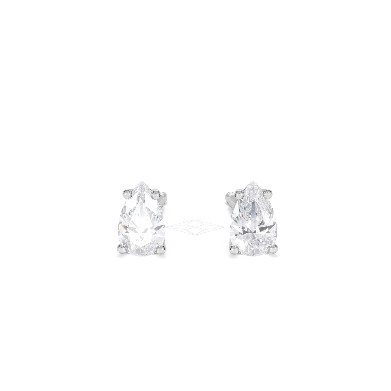 Naomi Pear Cut Lab Diamond Stud Earrings 0.50ct H/SI in 9K White Gold - Image 10