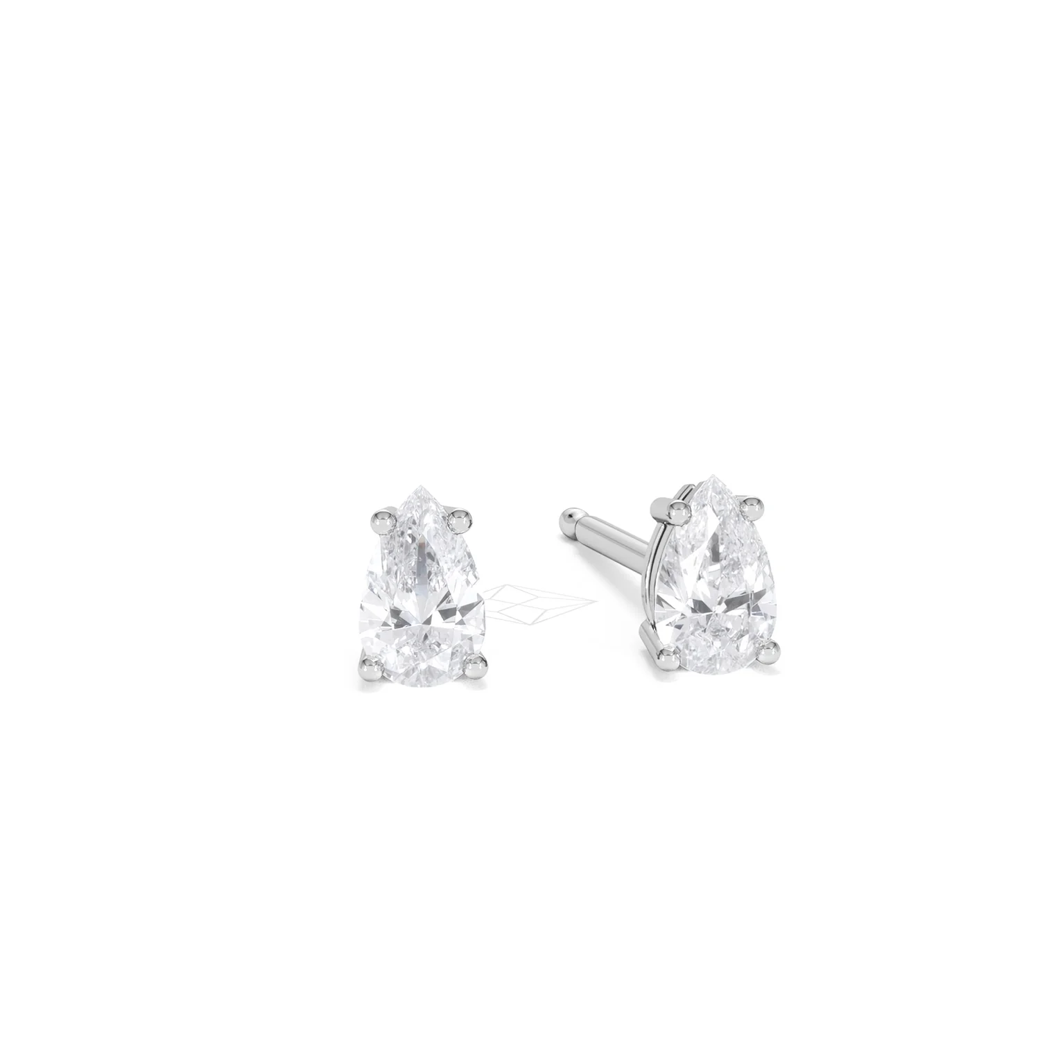 Naomi Pear Cut Lab Diamond Stud Earrings 0.50ct H/SI in 9K White Gold - Image 12