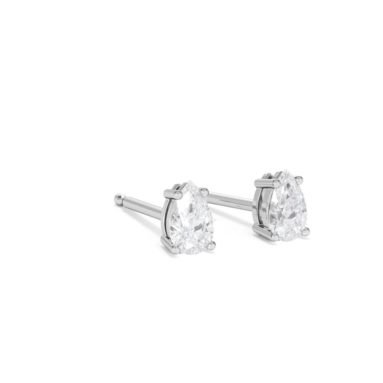 Naomi Pear Cut Lab Diamond Stud Earrings 0.50ct H/SI in 9K White Gold - Image 16