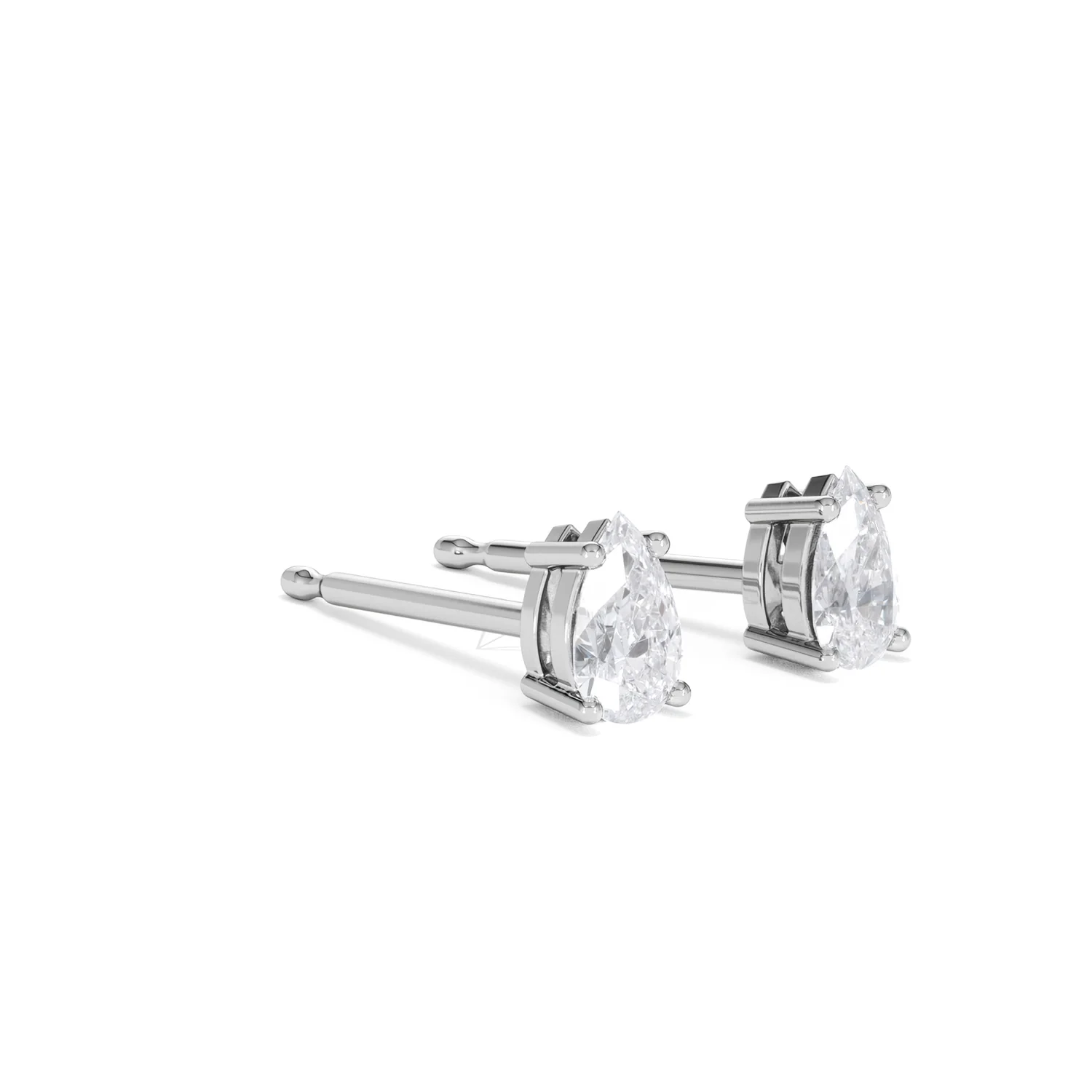 Naomi Pear Cut Lab Diamond Stud Earrings 0.50ct H/SI in 9K White Gold - Image 19