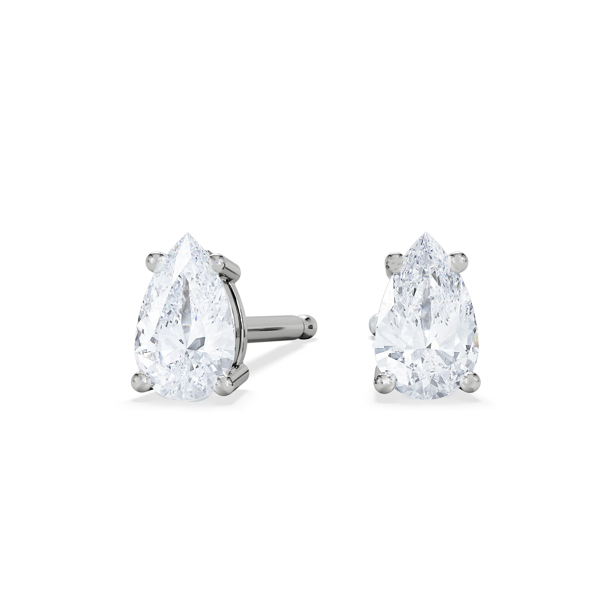 Naomi Pear Cut Lab Diamond Stud Earrings 0.50ct H/SI in 9K White Gold - Image 3