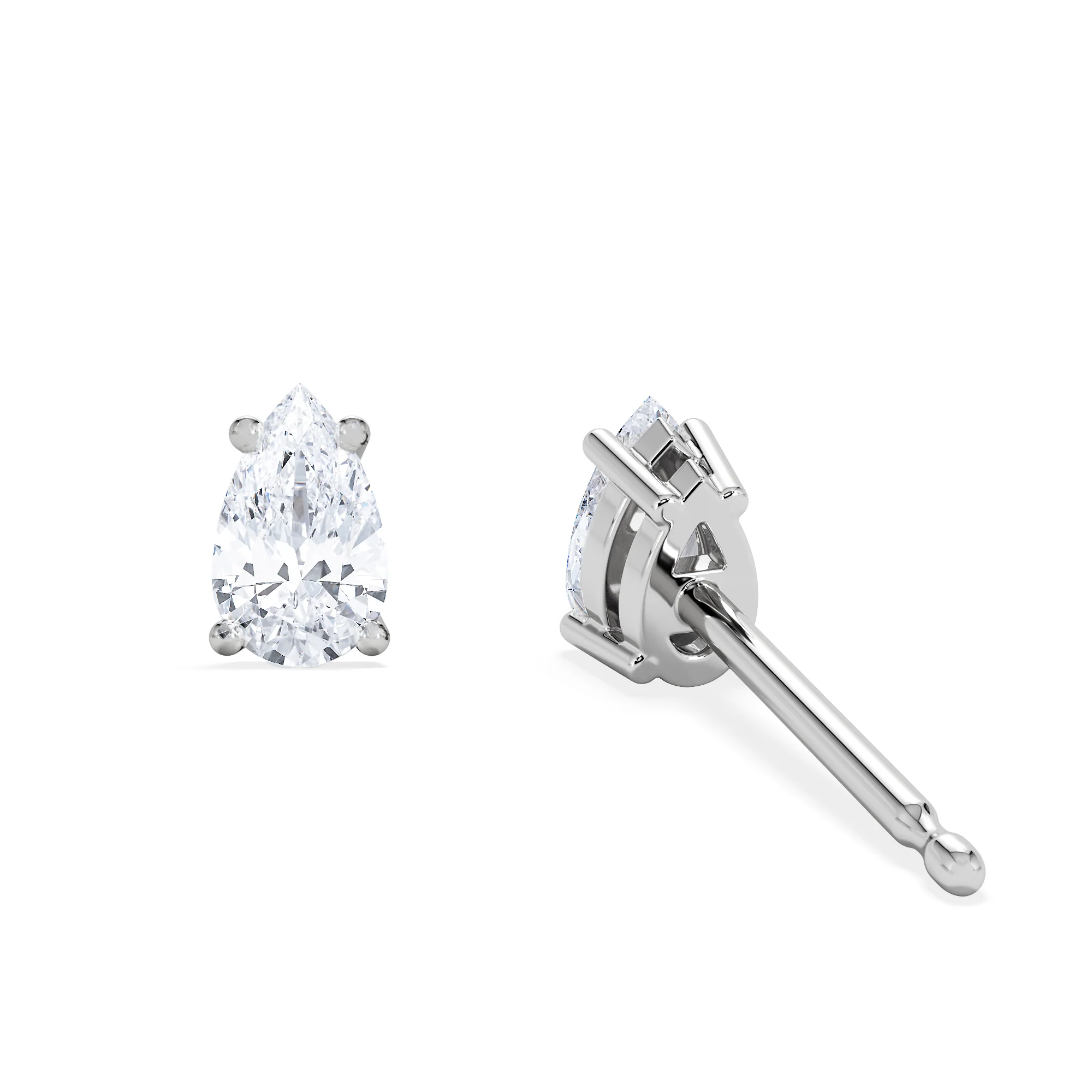 Naomi Pear Cut Lab Diamond Stud Earrings 0.50ct H/SI in 9K White Gold - Image 5