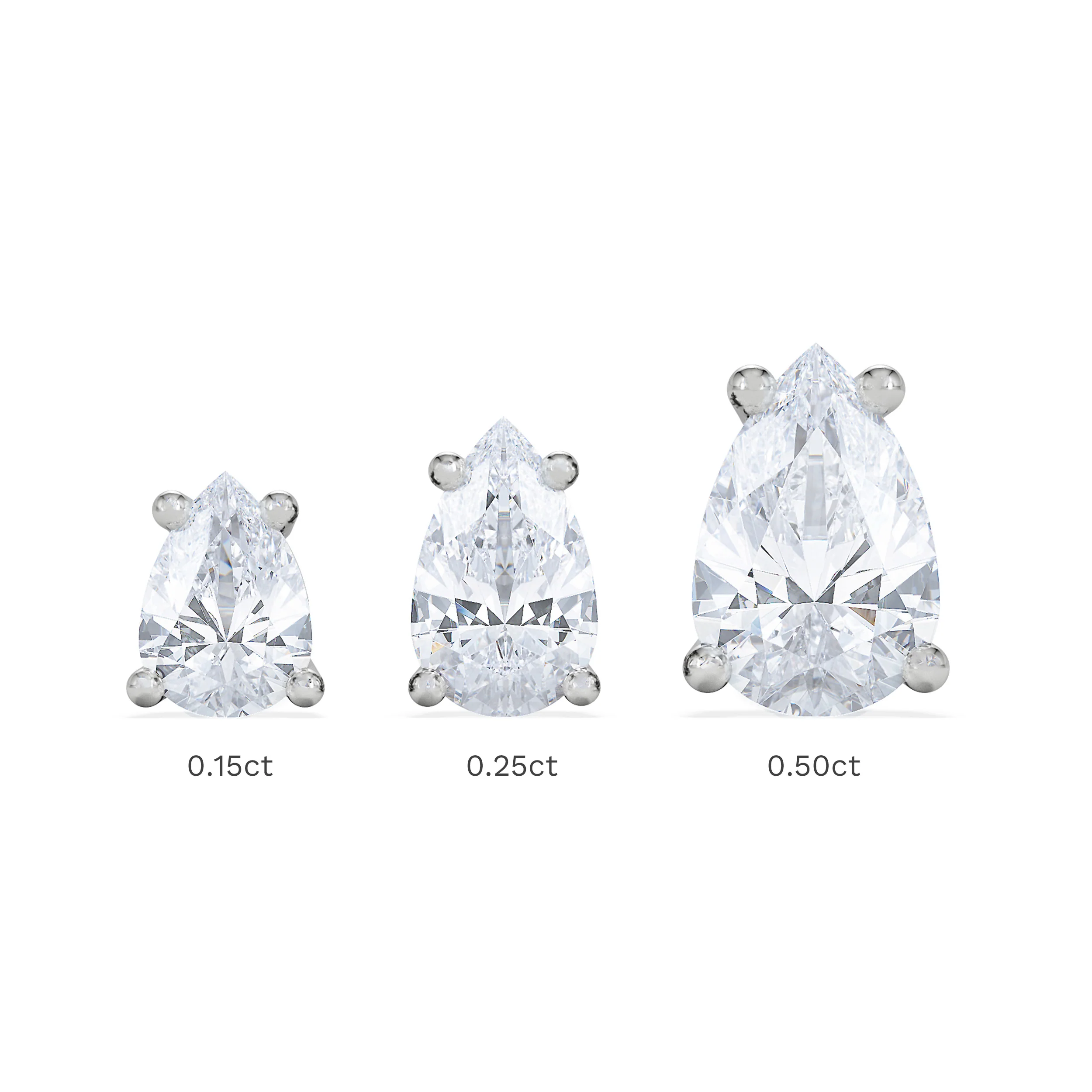 Naomi Pear Cut Lab Diamond Stud Earrings 0.50ct H/SI in 9K White Gold - Image 7