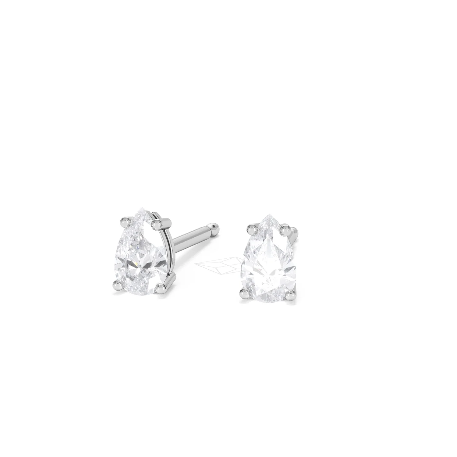Naomi Pear Cut Lab Diamond Stud Earrings 0.50ct H/SI in 9K White Gold - Image 87